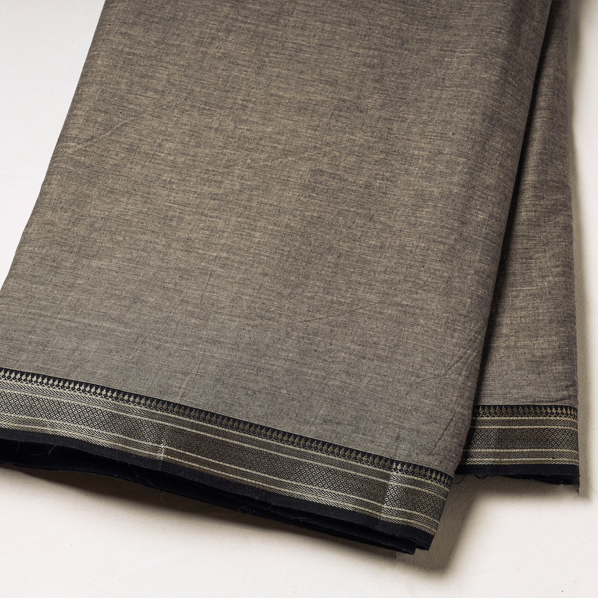 ITOKRI CRAFTS INITIATIVE Brown - Prewashed Dharwad Cotton Thread Border Fabric - view 2