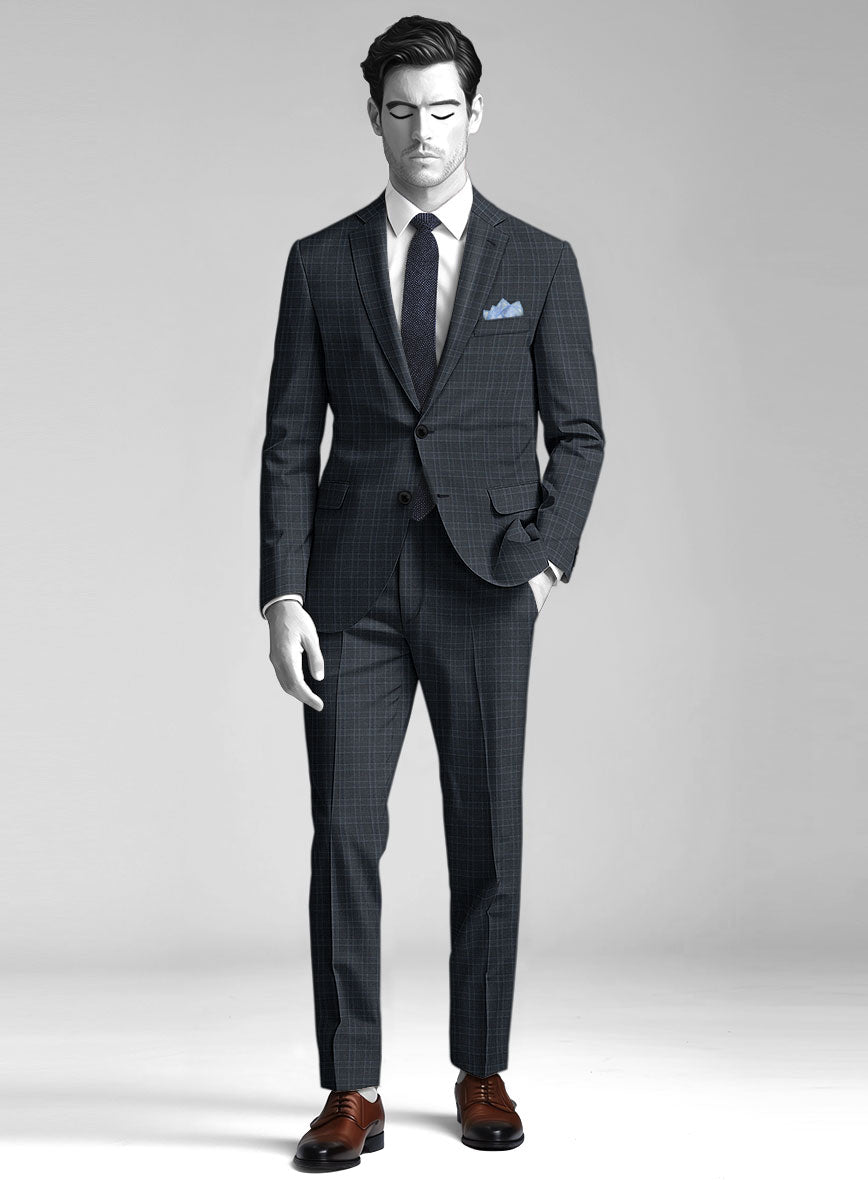 StudioSuits Napolean Gisde Glen Blue Wool Suit