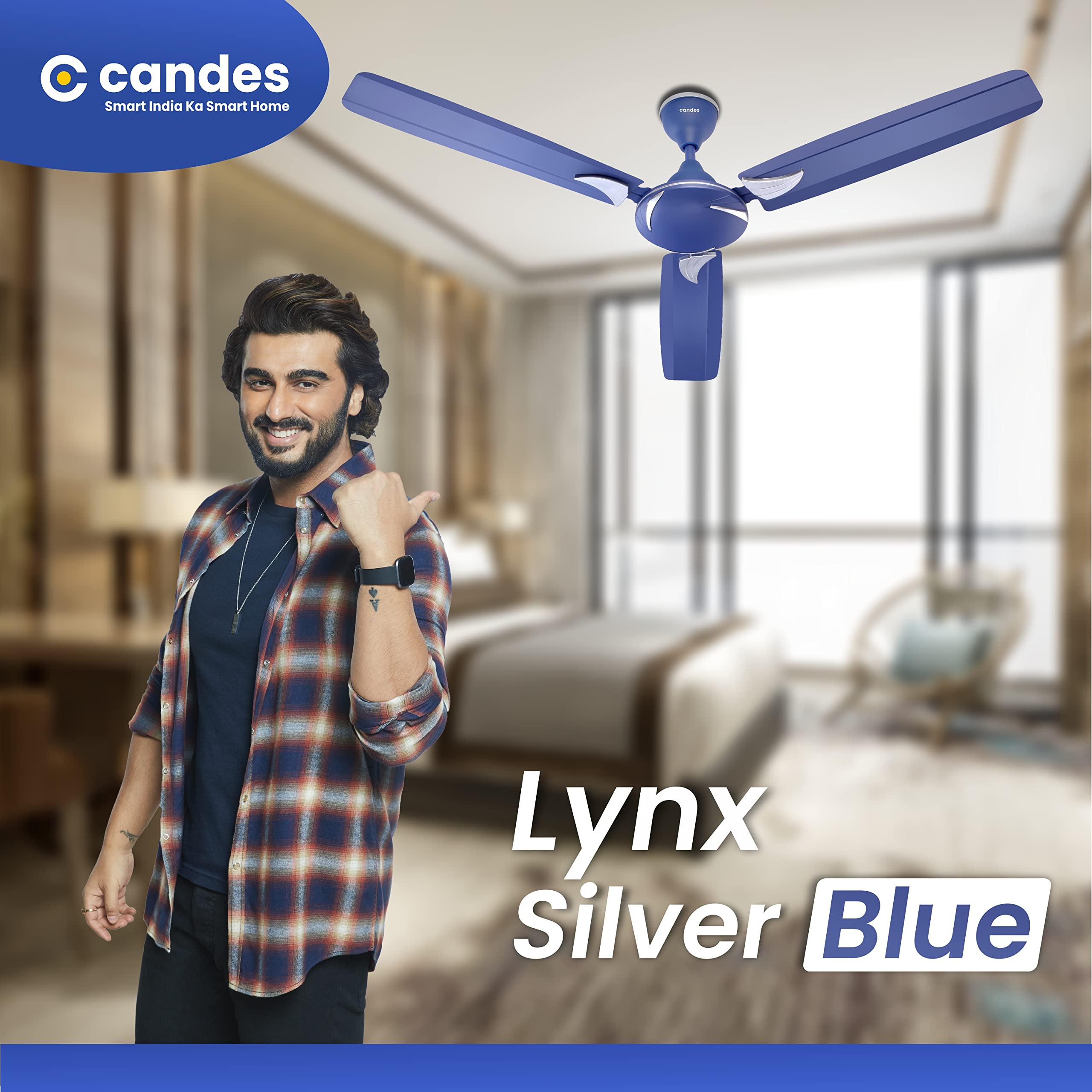 Candes IOT Lynx High Speed Anti dust Decorative 3 Star Rated Ceiling Fan 2 Yrs Warranty (Smart IOT With Remote) (1200MM, Silver Blue) - view 2