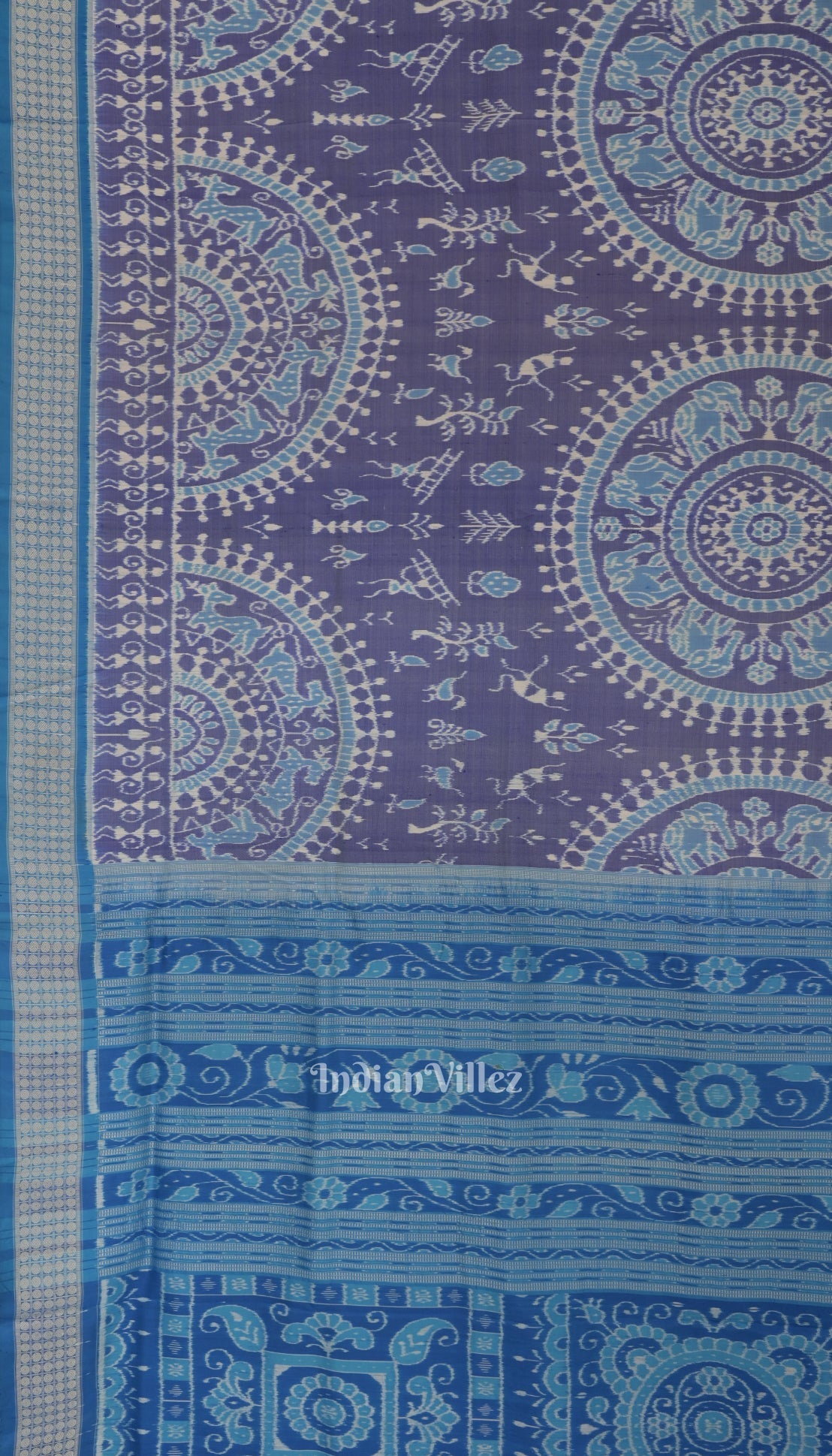 IndianVillèz Navy Blue Tribal Theme Odisha Ikat Sambalpuri Silk Saree - view 2
