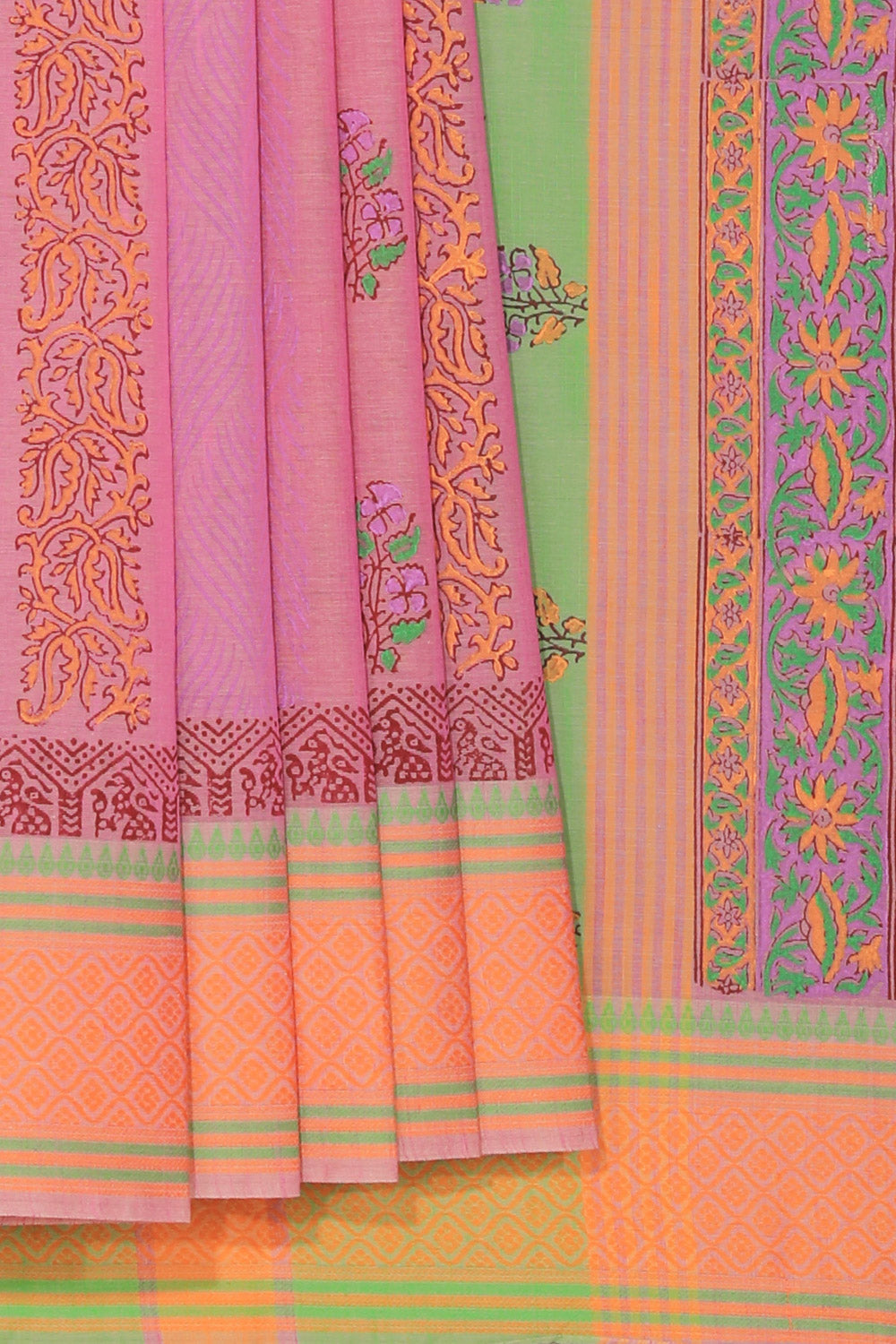 Kalanjali Ethnics Hand block printed cotton saree - view 2