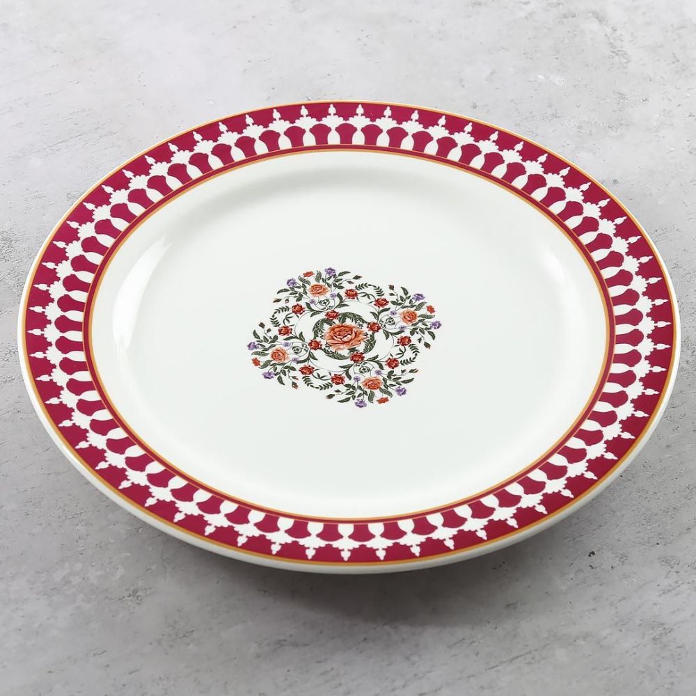 India Circus Ceramic Floral Fountain Dinner Plate | 1 Pc