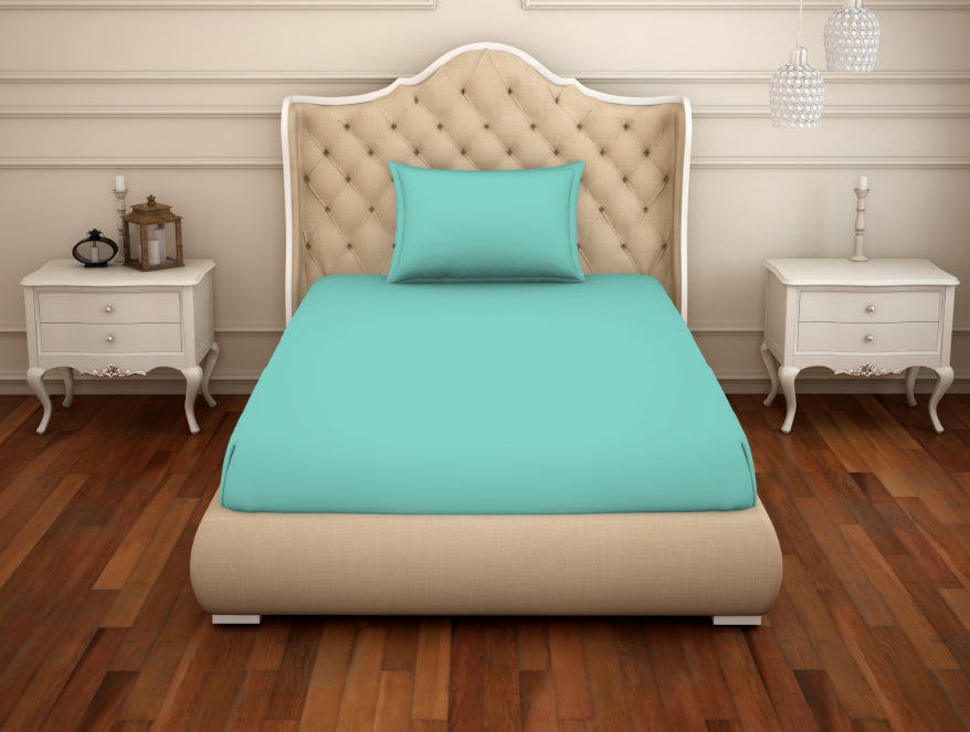 Spaces India Solid Leisure Time - Light Green Cotton Rich Single Bedsheet - Restora By Welspun
