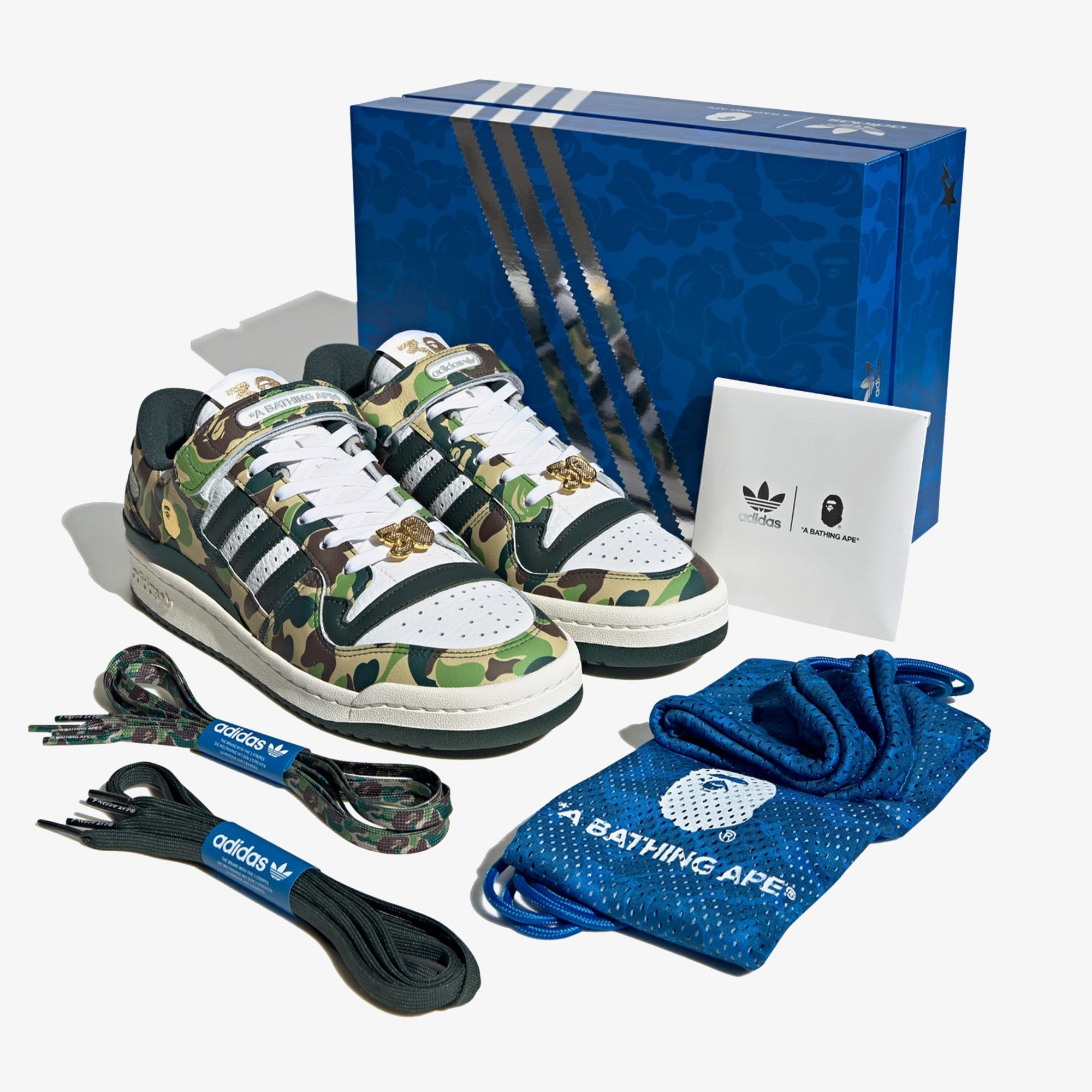 Adidas Originals | FORUM 84 BAPE LOW { CLOUD WHITE/CORE WHITE/METALLIC GOLD - view 2