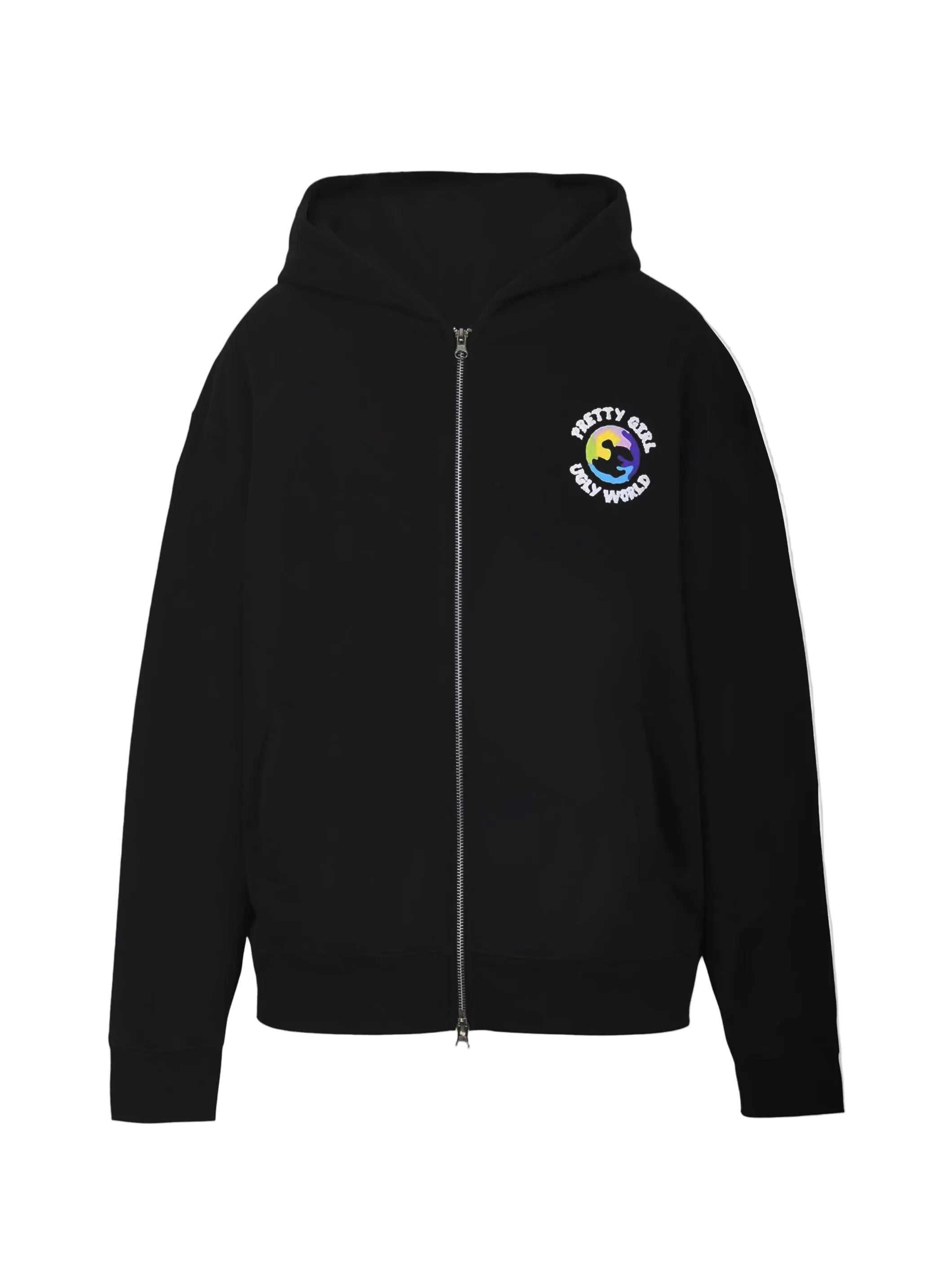 Pretty Boy Ugly World Pretty Girl Ugly World Zip Black Hoodie