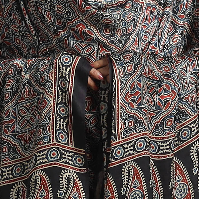 KACHCHH JI CHHAAP Black - Modal Silk Block Print Ajrakh Dupatta 82 - view 4