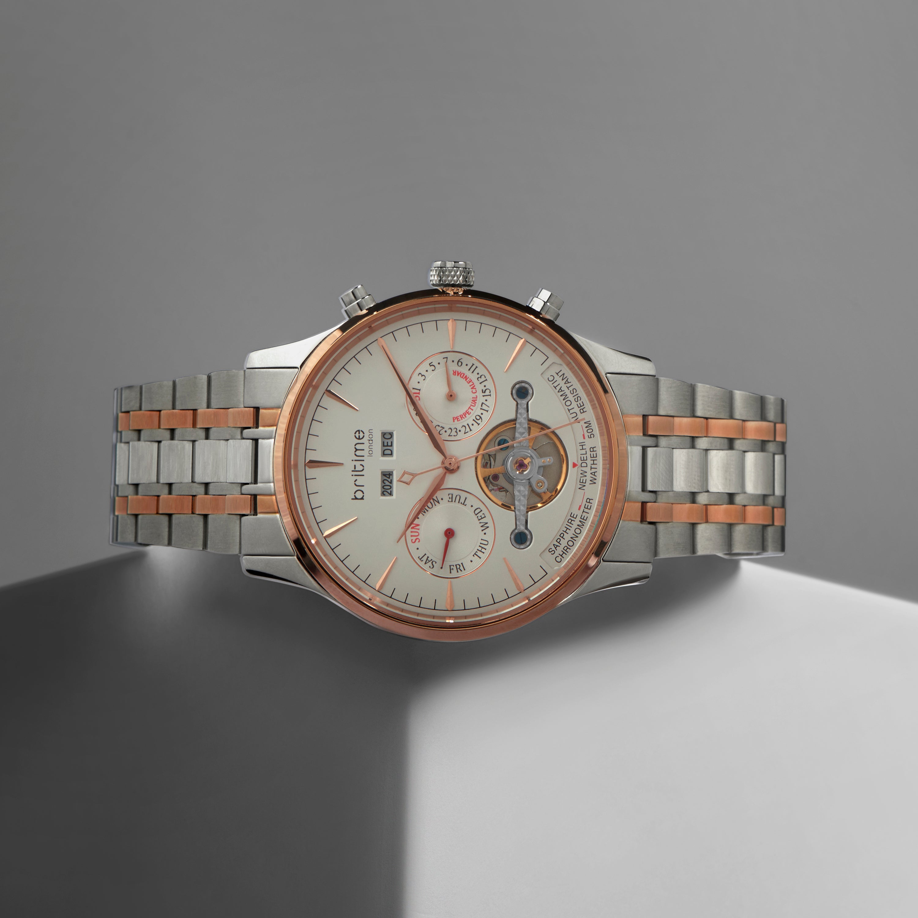 Britime Celestial Men Automatic Silver Dial Chronograph Metal Watch 867-M30305 - view 7