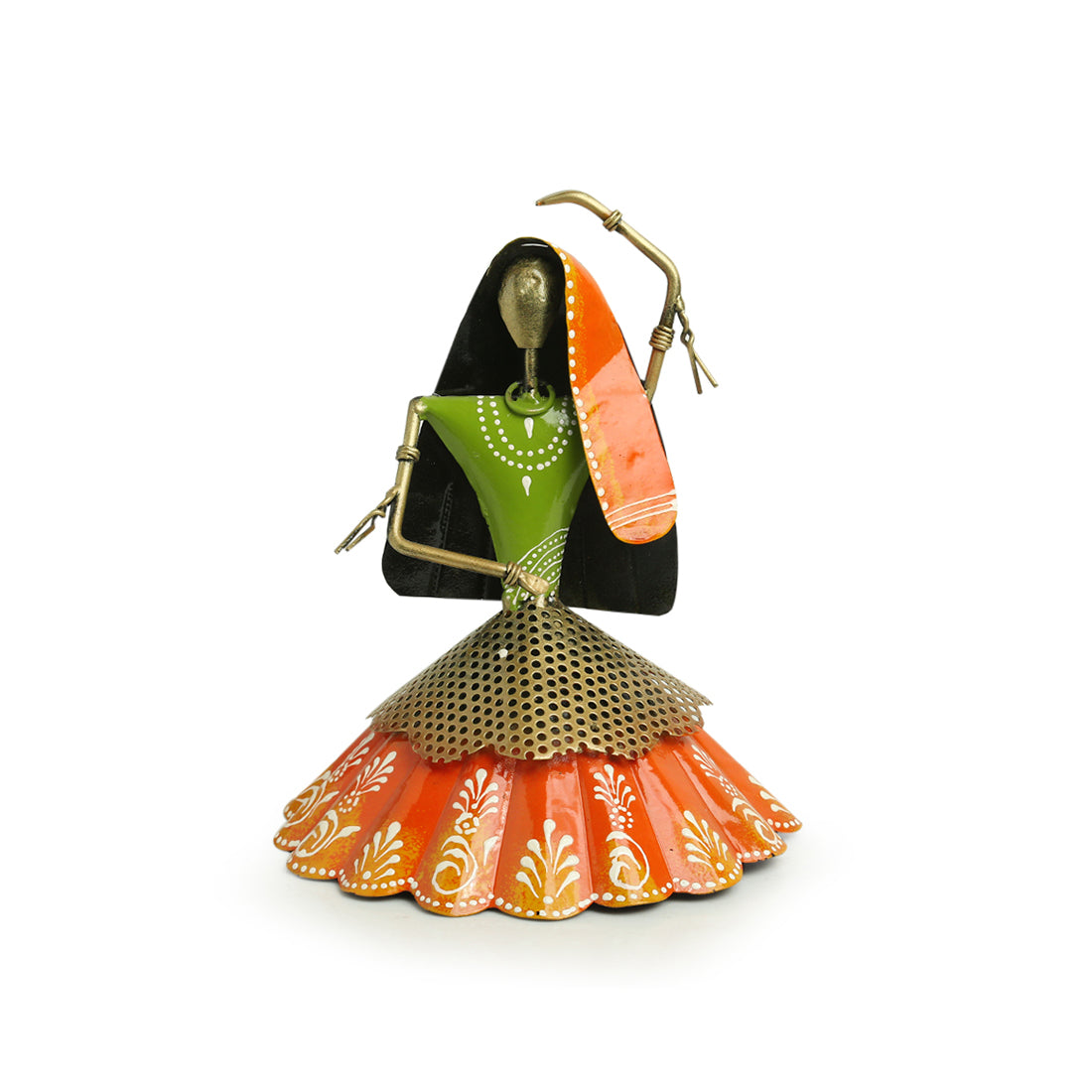 EXCLUSIVELANE 'Rajasthani Kalbeliya Dance Girl' Handpainted Decorative Showpiece (10 Inch, Iron) - view 2
