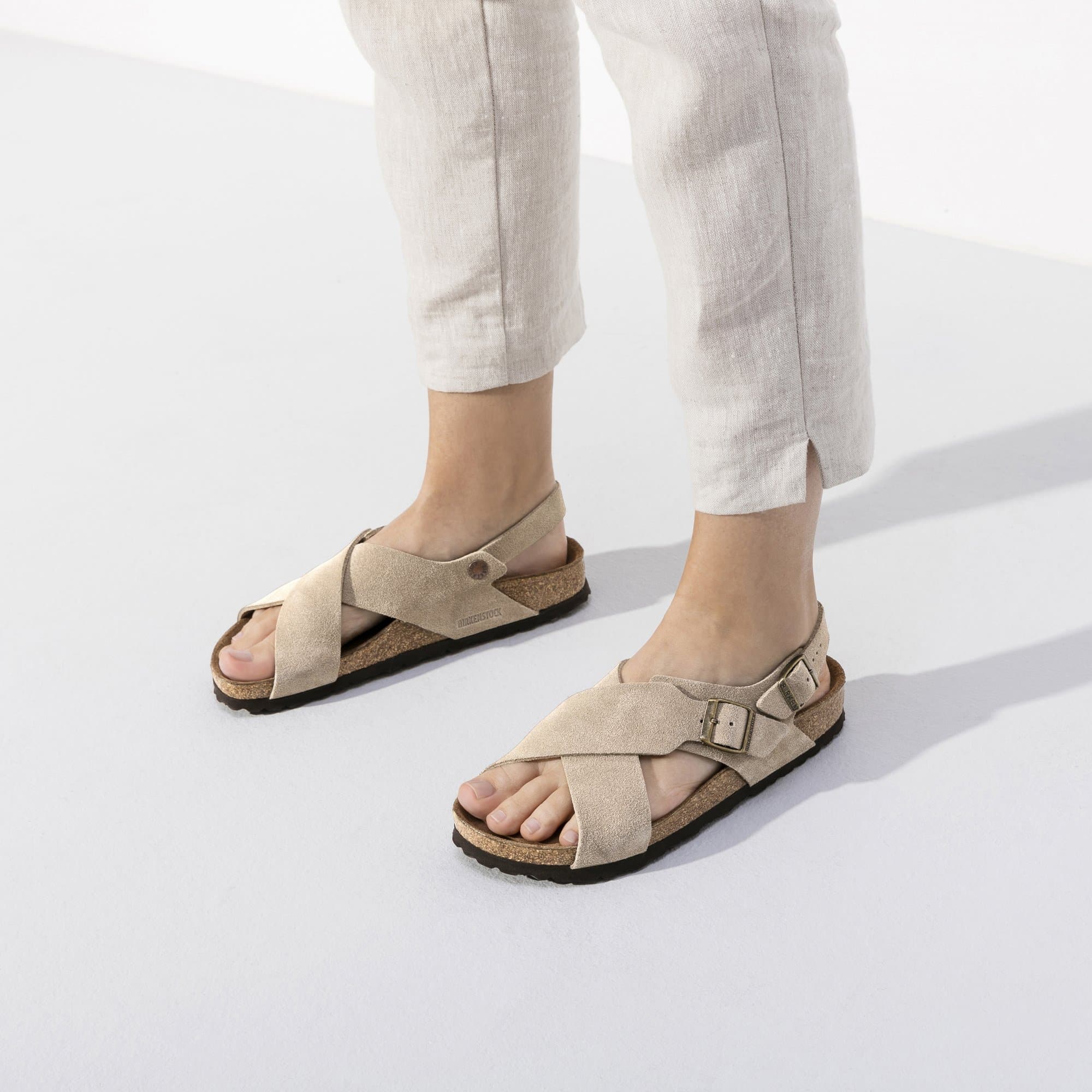 Birkenstock Tulum Soft Footbed Suede Leather – Beige Beige/Taupe
