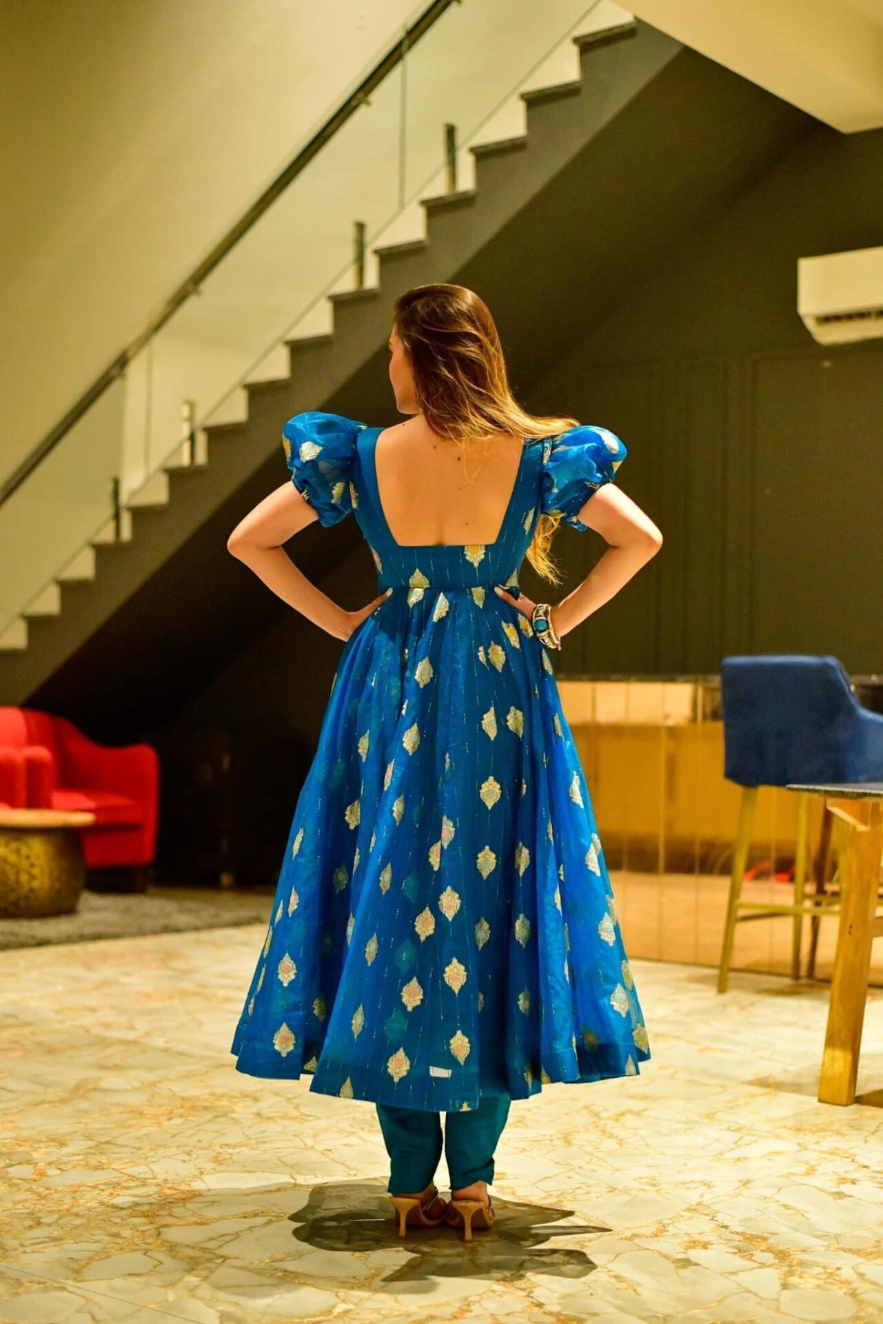 Idaho-o Blue aura organza suit set - view 4