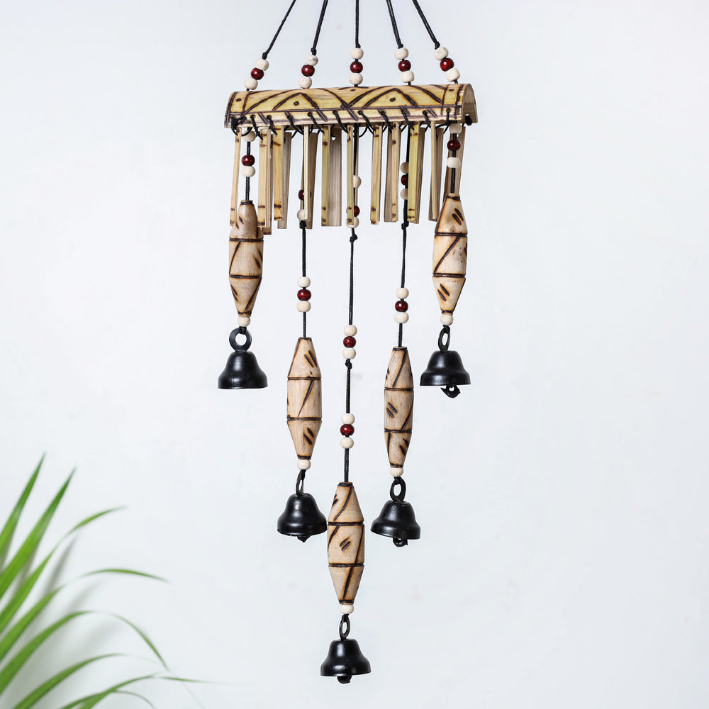 ITOKRI CRAFTS INITIATIVE 5 Bells - Hand Carved Khamhar Wood Wind Chimes - view 2
