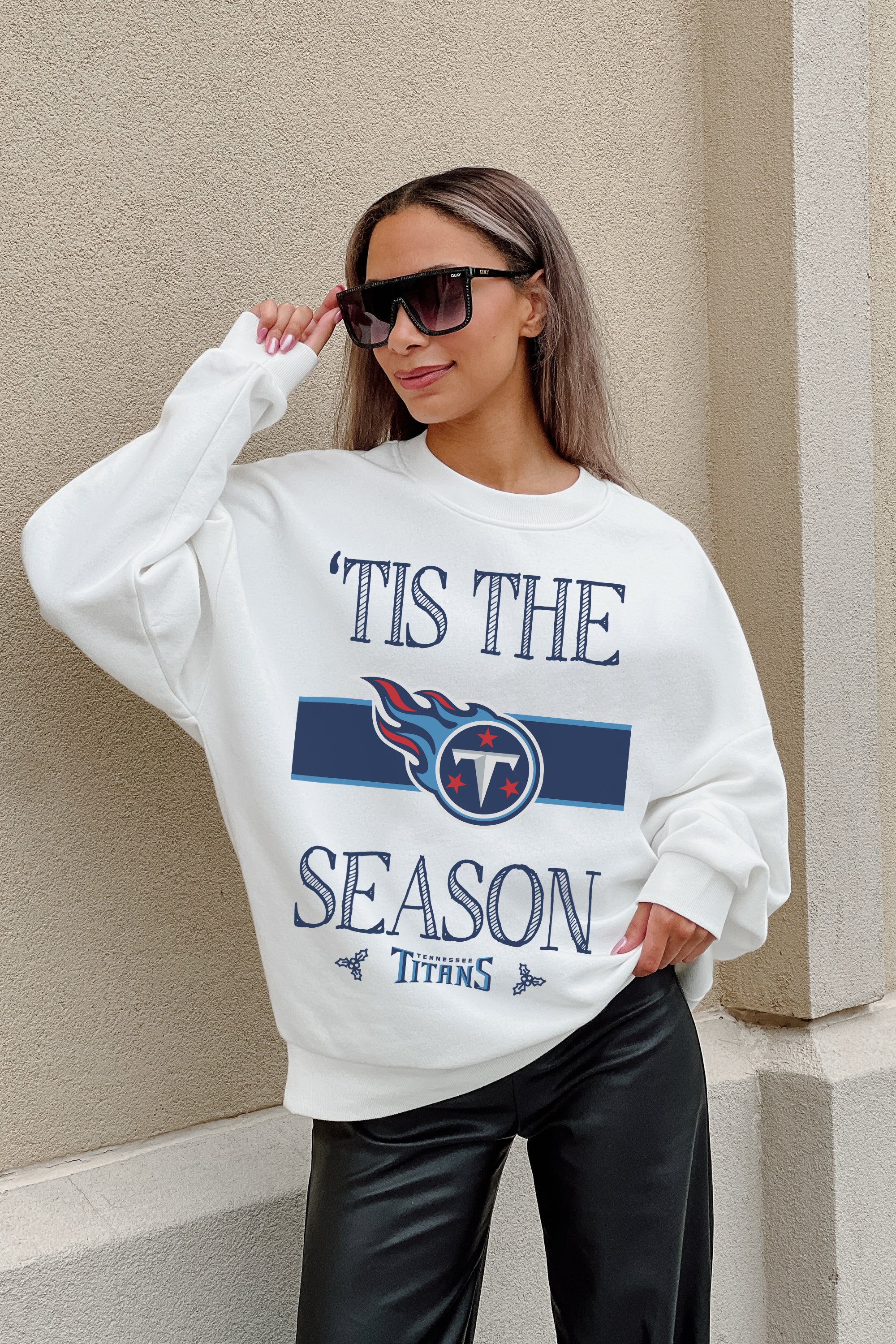 GC X NFL Tennessee Titans Touchdown Tidings Drop Shoulder Crewneck Sweatshirt