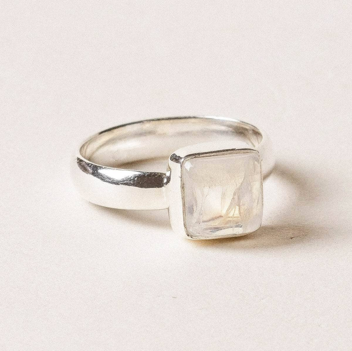Tiny Rituals Square Cut Rainbow Moonstone Ring - view 2
