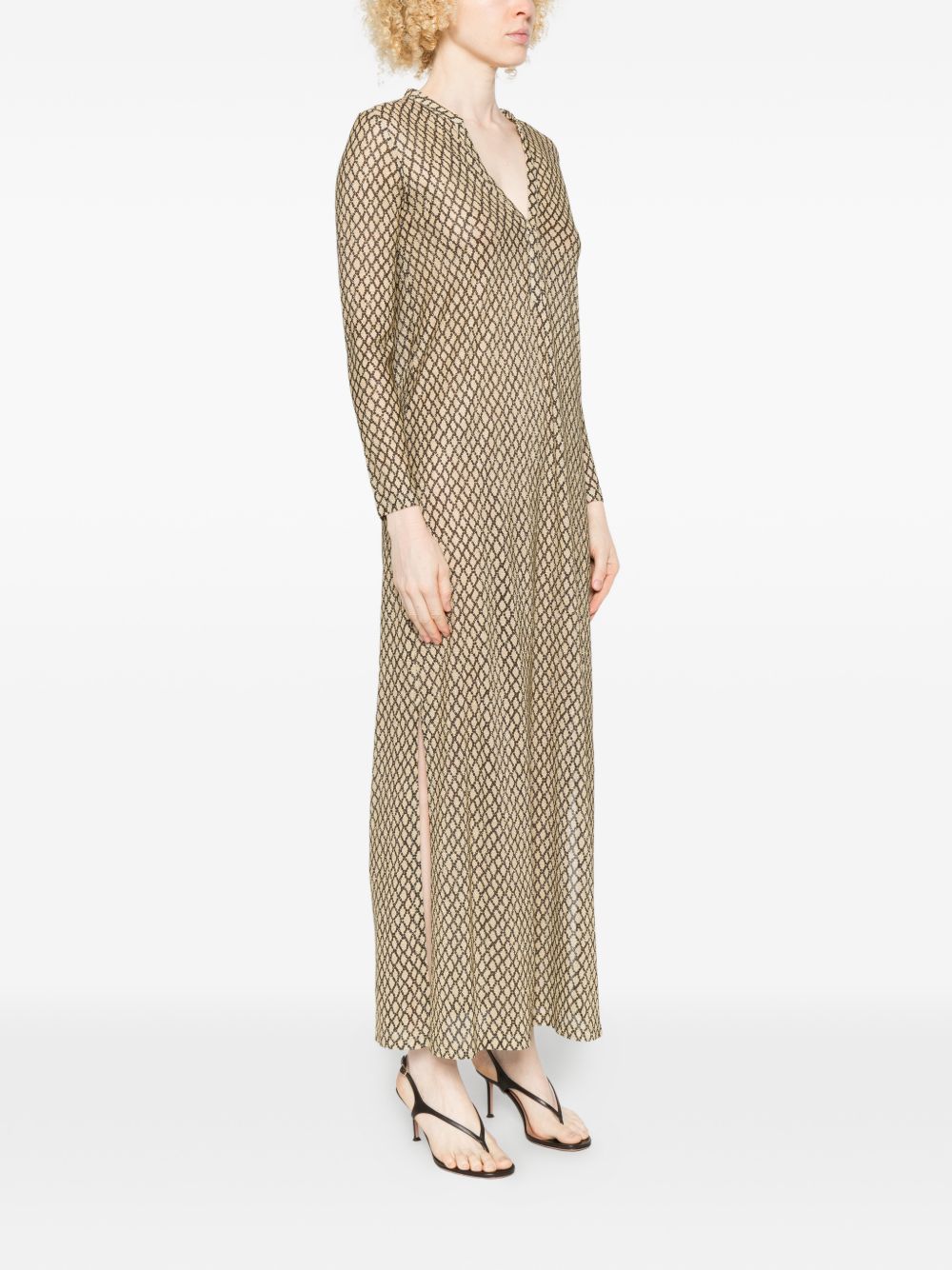 Siyu V-neck long sleeves Money kaftan dress - view 2