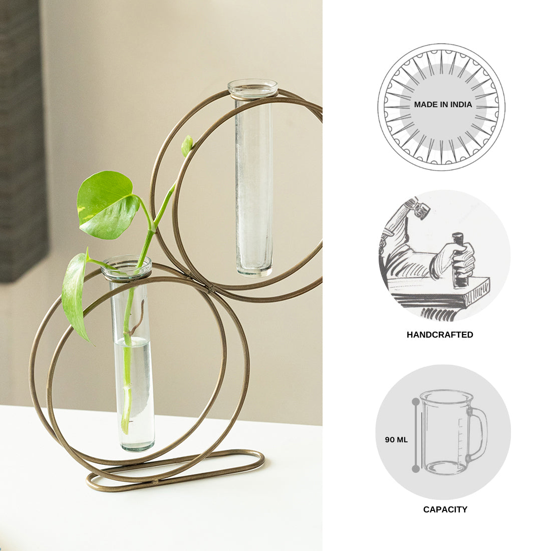 EXCLUSIVELANE 'Modern Glass Garden' Test Tube Table Planter/Vases (13 Inch, Golden) - view 8