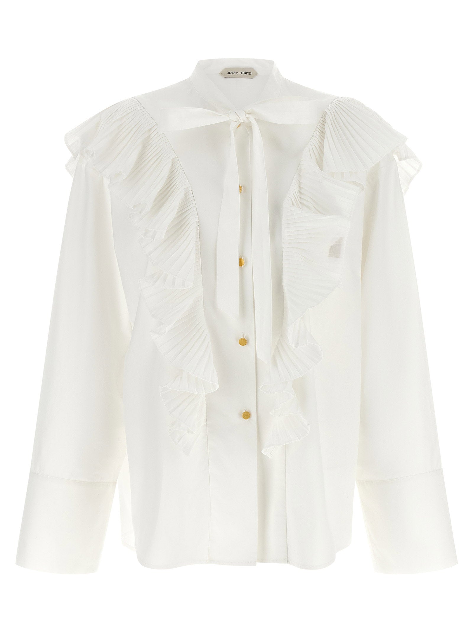 Alberta Ferretti Pleated Ruffle Shirt – 100% cotton