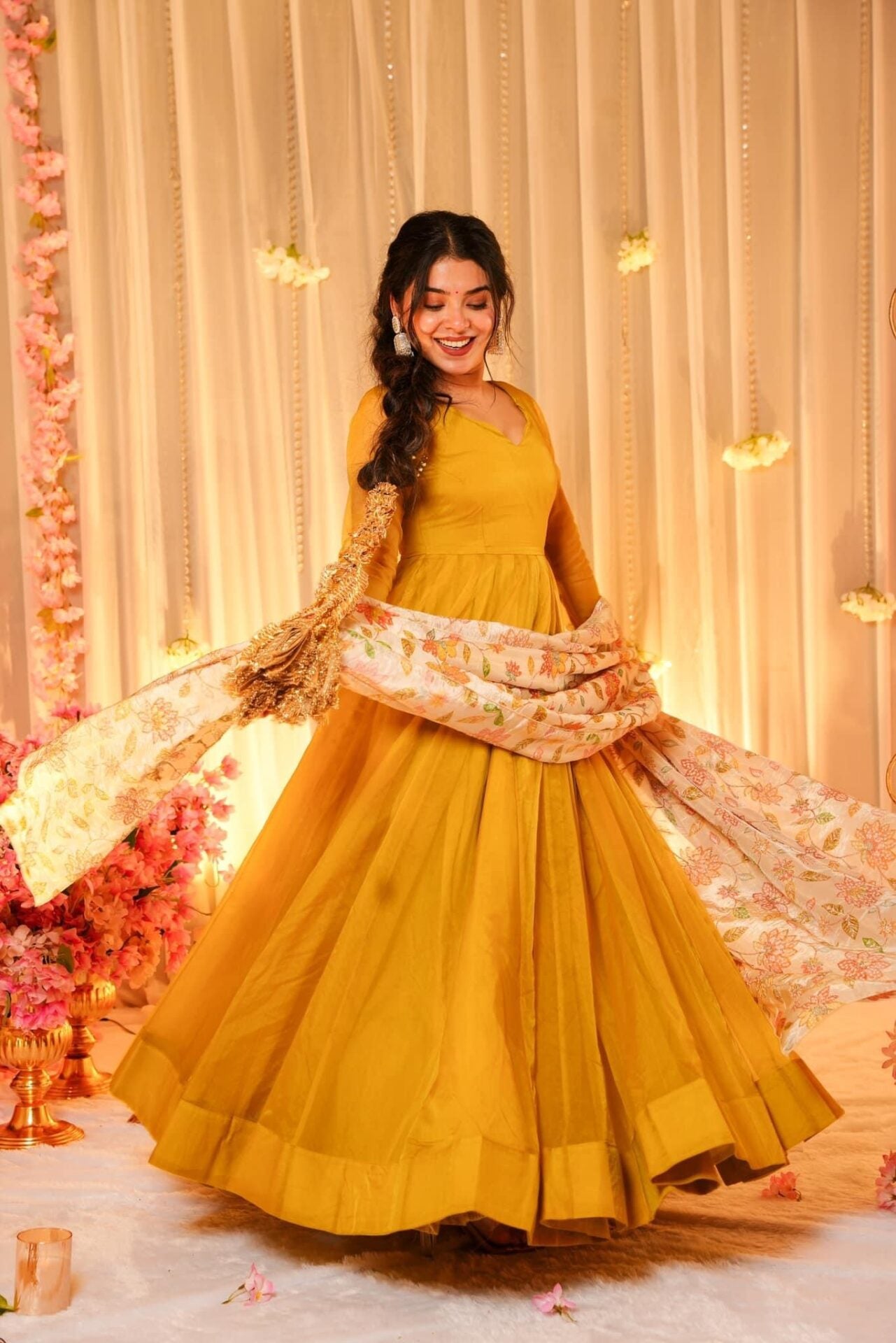 Idaho-o Mustard Hues Organza maxi set
