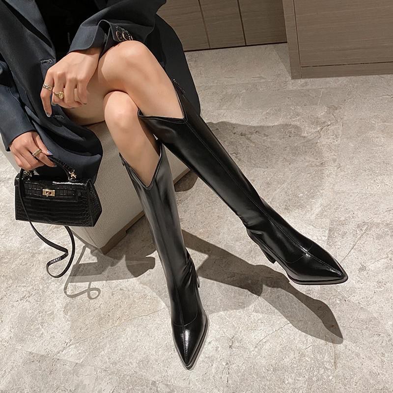 Alamode By Akanksha Rhodes Knee High Pointed Leather Boots