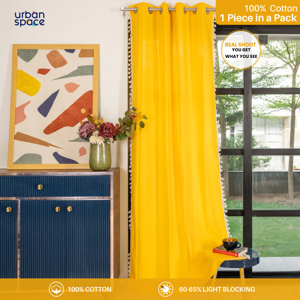 Urban Space -Home Furnishing Store Premium 100% Cotton Curtain for Window & Curtains for Door - Pack of 1 Curtain, Aura Yellow - view 4