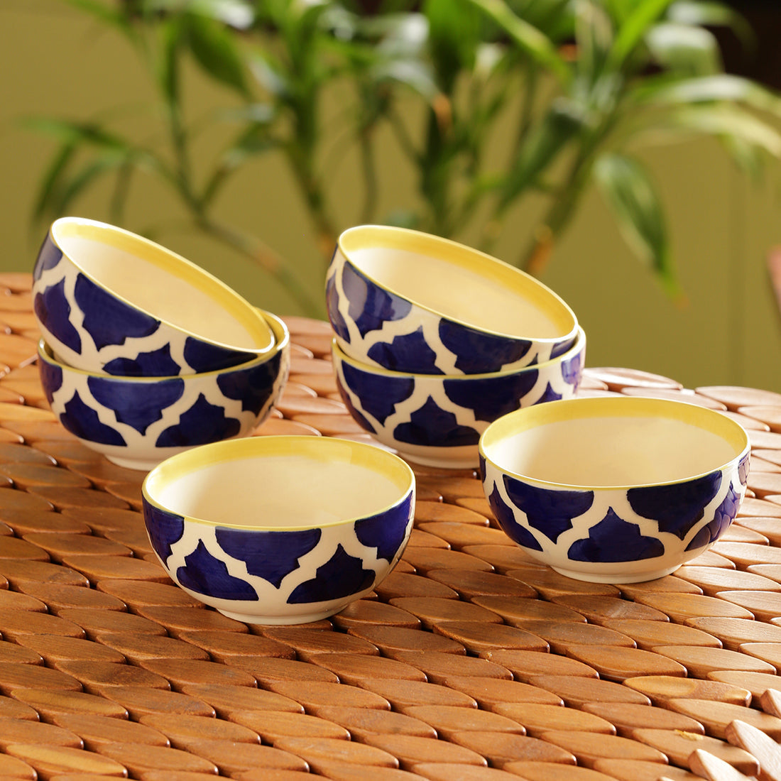 EXCLUSIVELANE 'Six Mediterranean Bowls' Handpainted Serving Bowls In Ceramic (Set Of 6)