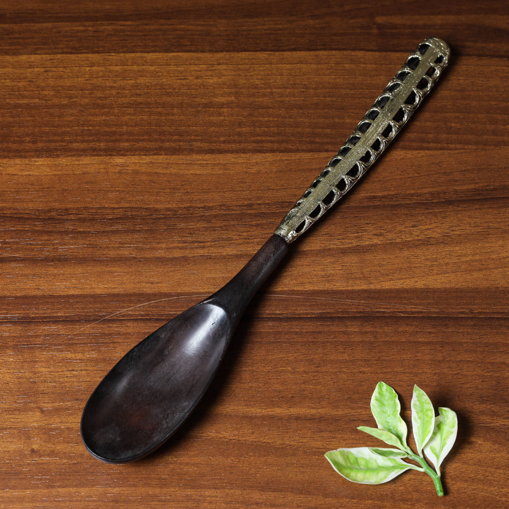 ASHOKA ASSEMBLE - CELEBRATING CRAFTS OF ODISHA Black - Handcarved Tribal Bastar Wooden - Spoon