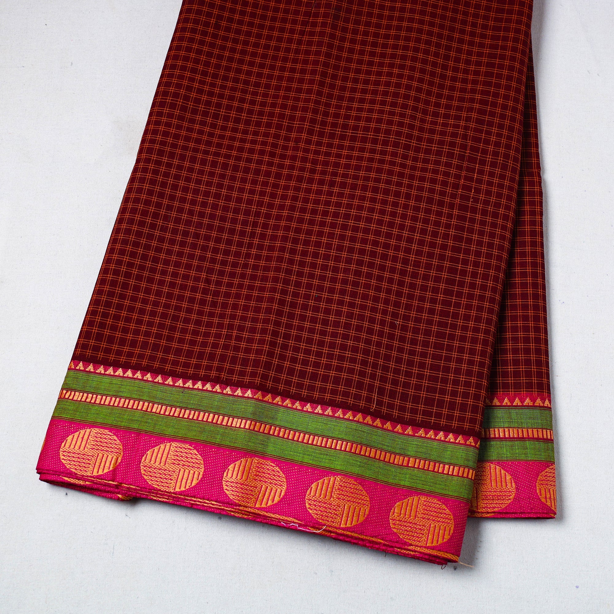 SOUTH KARGHA Brown - Cotton Kanchipuram Fabric with Thread Border 35 - view 2