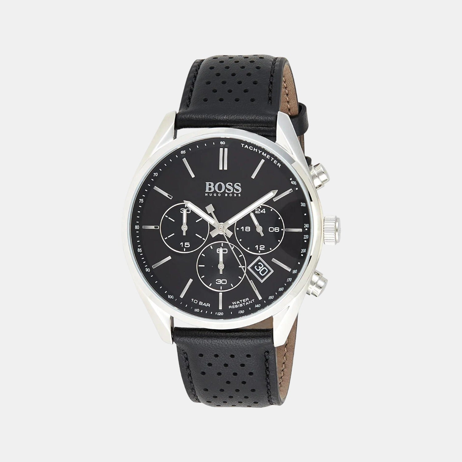 Boss Champion Women Quartz Black Dial Chronograph Leather Watch 1513816