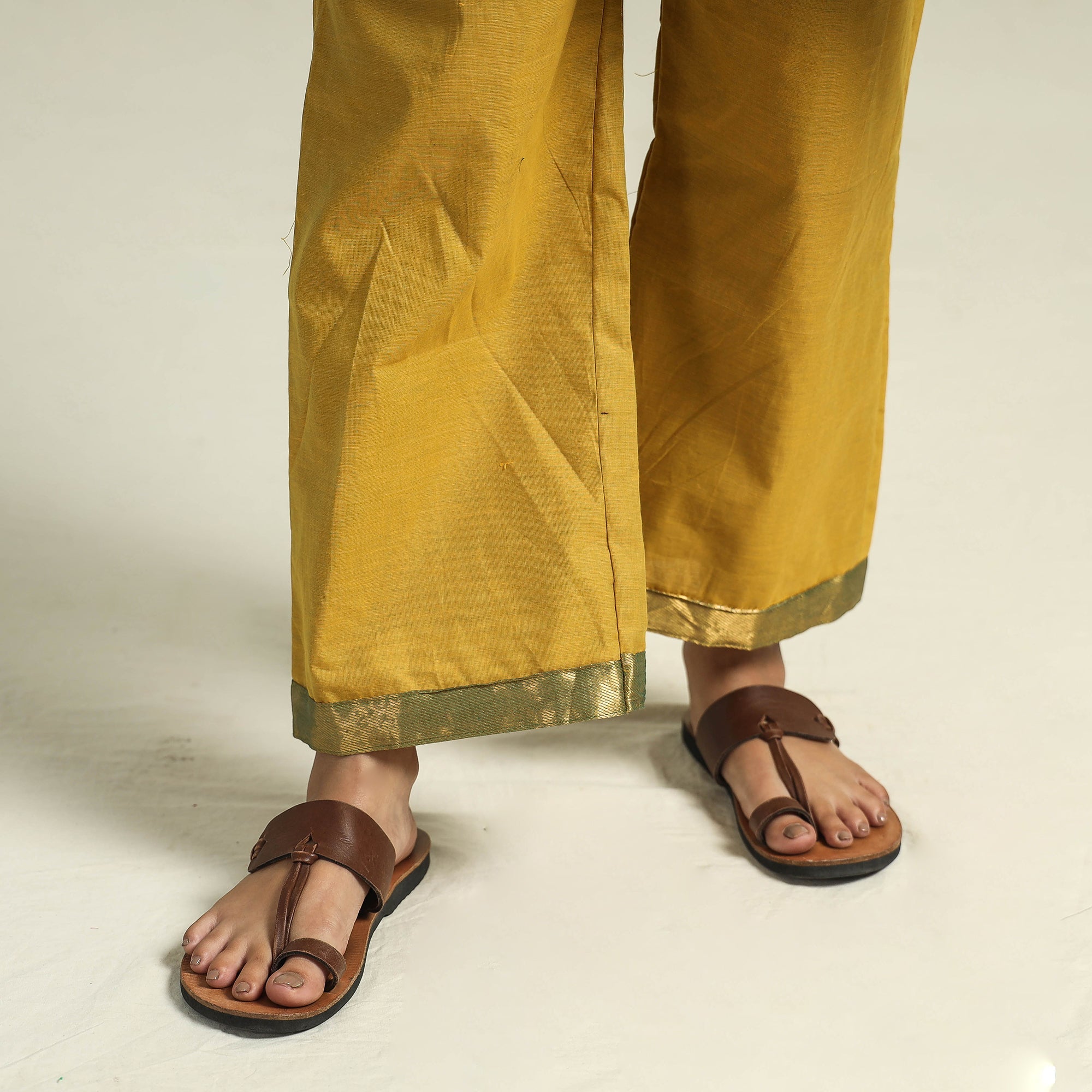 ITOKRI CASUALS Green - Mangalagiri Handloom Cotton Kurta with Palazzo & Dupatta Set - view 7