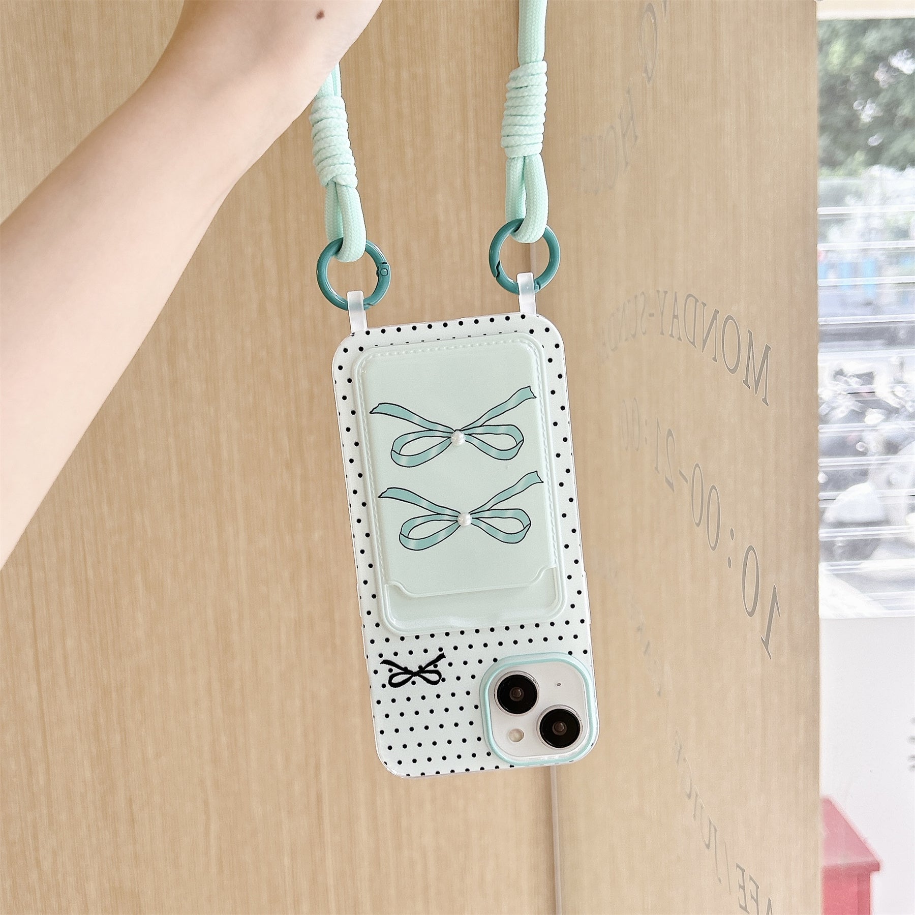 Peeperly Fresh Mint Polka Dot Bow Case – No Color - view 3