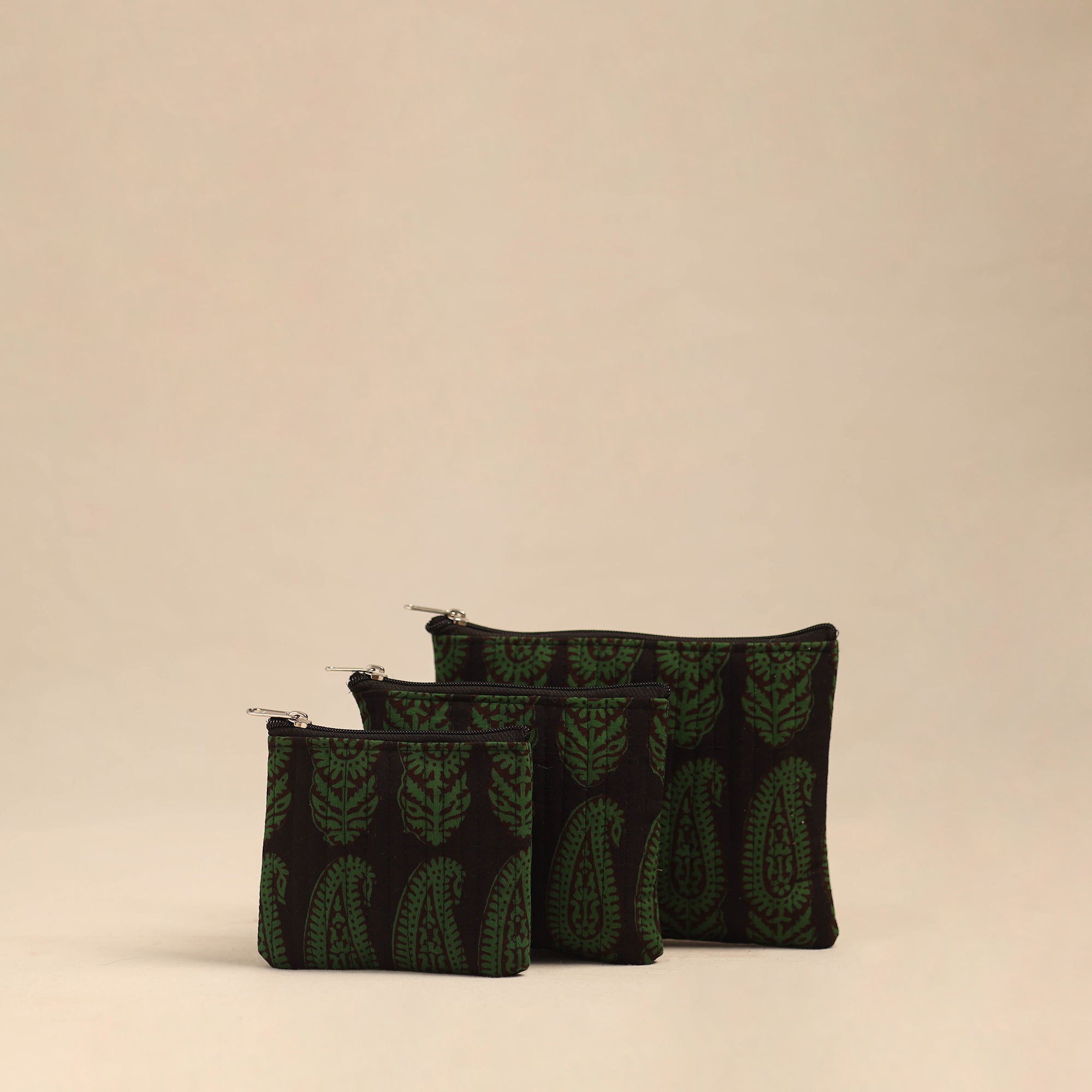 NOORI BAZAR Handmade Cotton Utility Pouches (Set of 3) 32