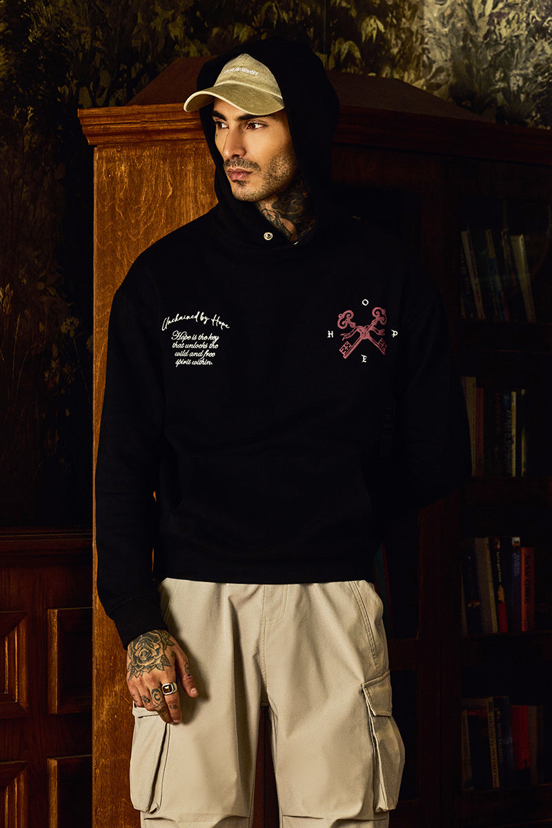 SNITCH Legends Unchained Black Embroidered Hoodie