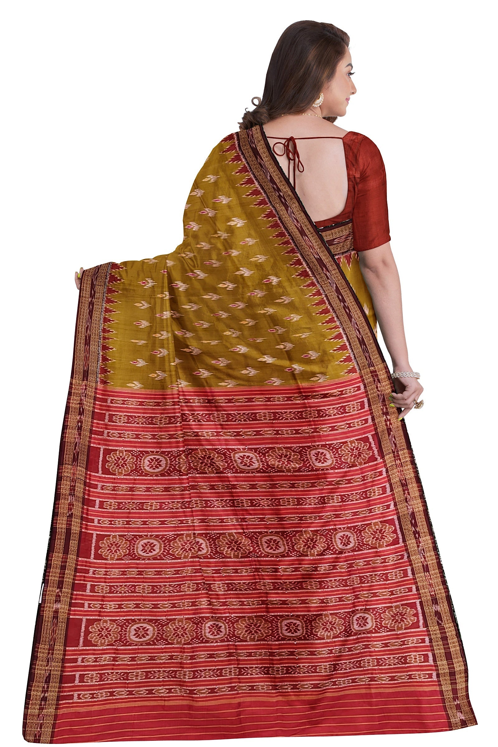 IndianVillèz Mehendi Dual Tone Mayur Chandrika Khandua Silk Saree - view 2