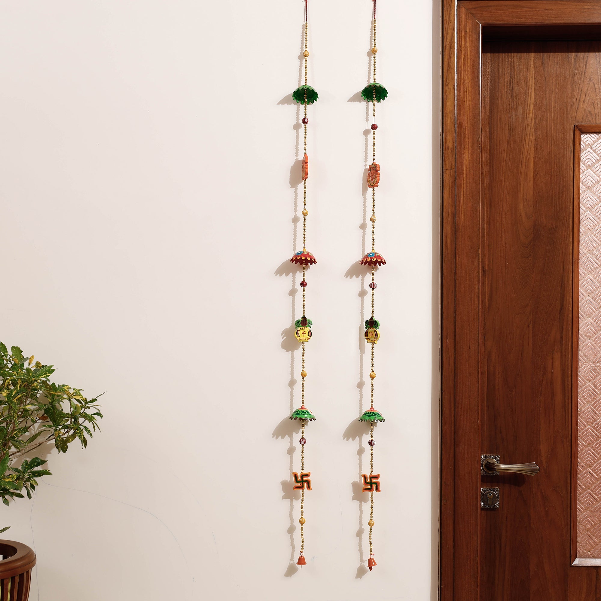 DEVENDRA SINGH Banaras Handpainted Wooden & Beadwork Decorative Hangings (Set of 2)