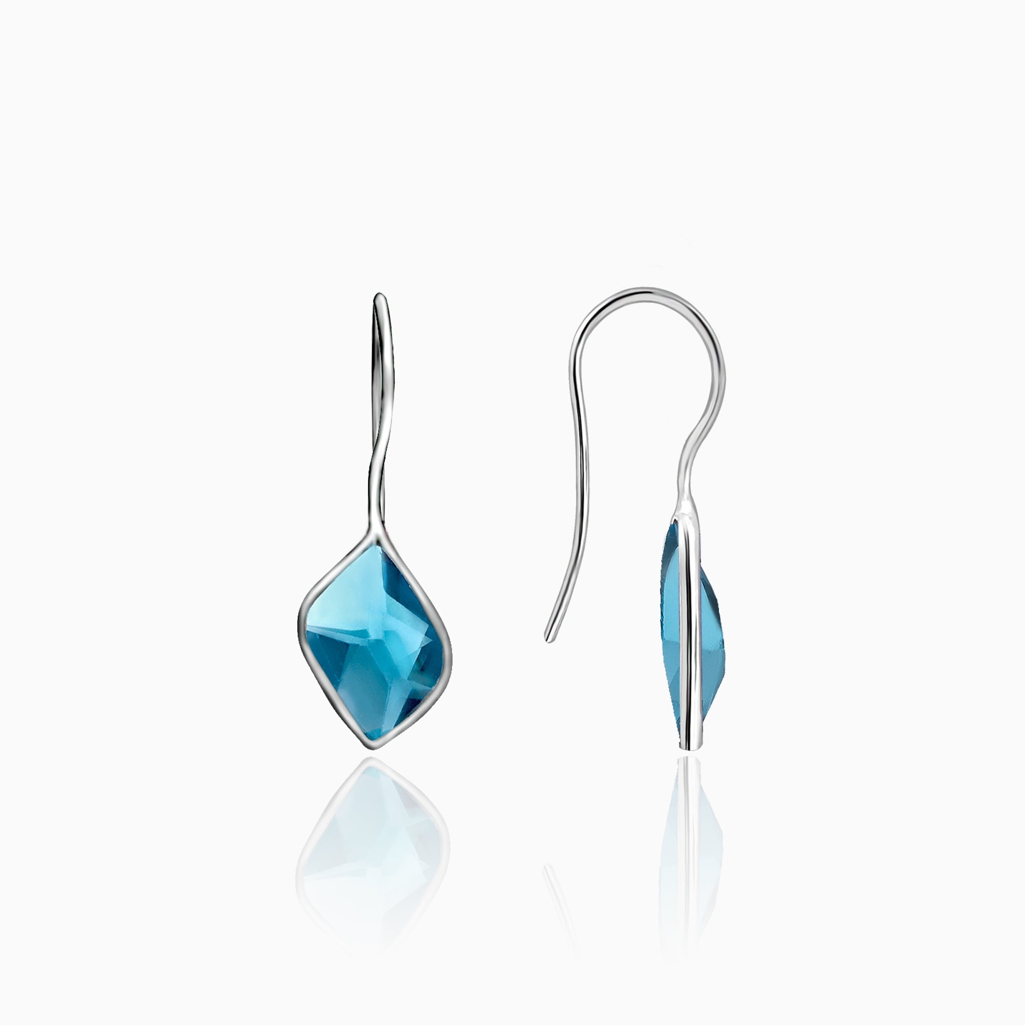 GIVA Jewellery Silver Royal Blue Crystal Earrings