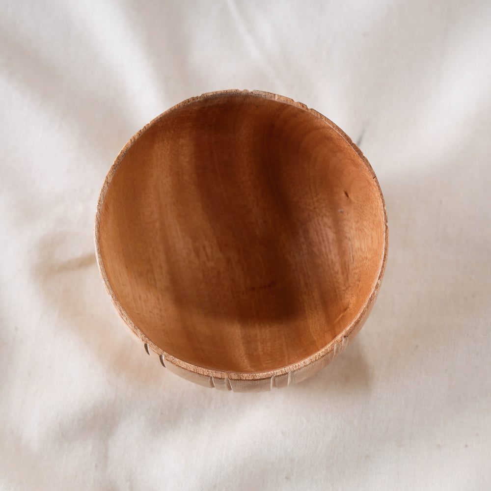 SASHA Brown - Hand Carved Natural Neem Wooden Bowl (Small) (3 x 3 in) - view 2