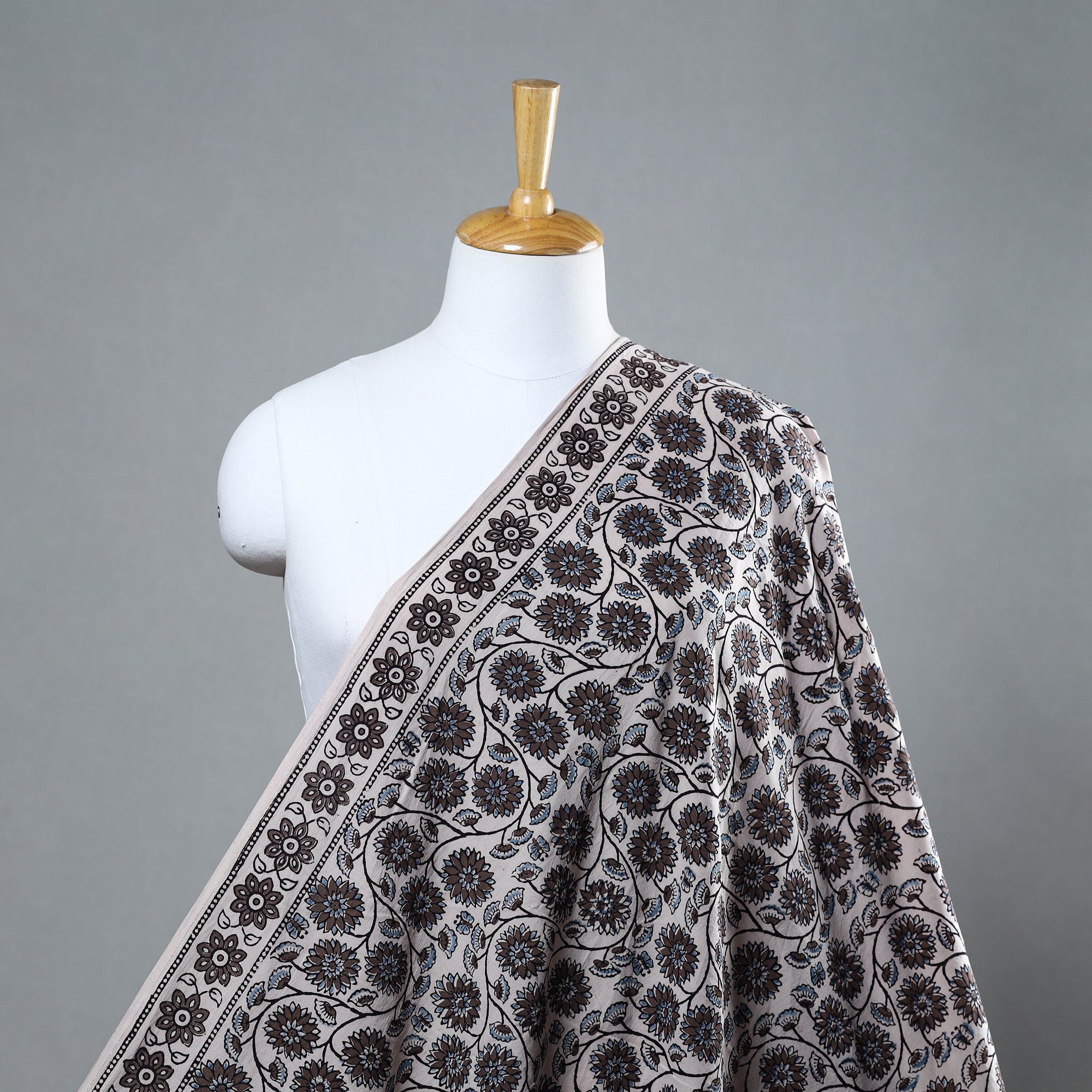 BAGH PRINTS BY UMAR FARUK KHATRI Brown - Natural Dyed Cotton Bagh Print Fabric 07