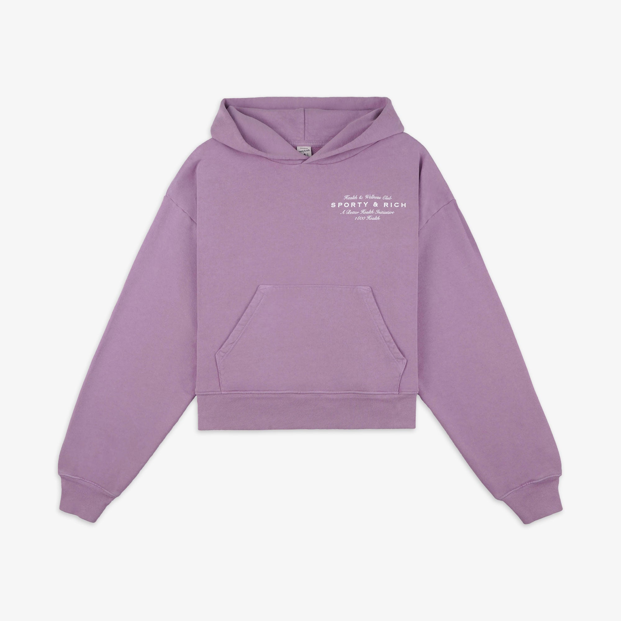 Sporty & Rich | Health Initiative Cropped Hoodie { Soft Lavender/white