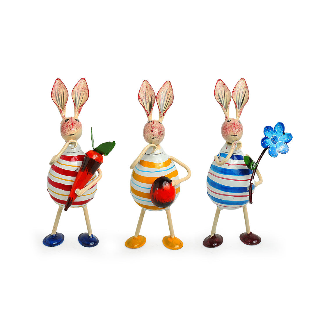 EXCLUSIVELANE 'The Rabbit Trio' Handpainted Garden Decorative Showpieces In Iron (Set of 3, 7 Inch) - view 3