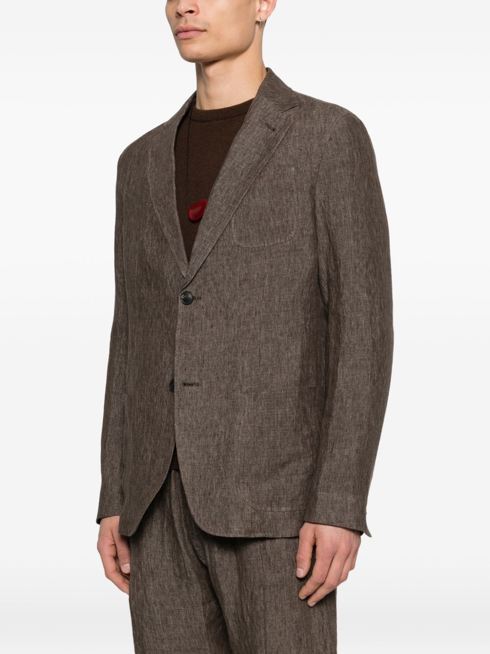 Emporio Armani Linen single-breasted blazer jacket - view 2