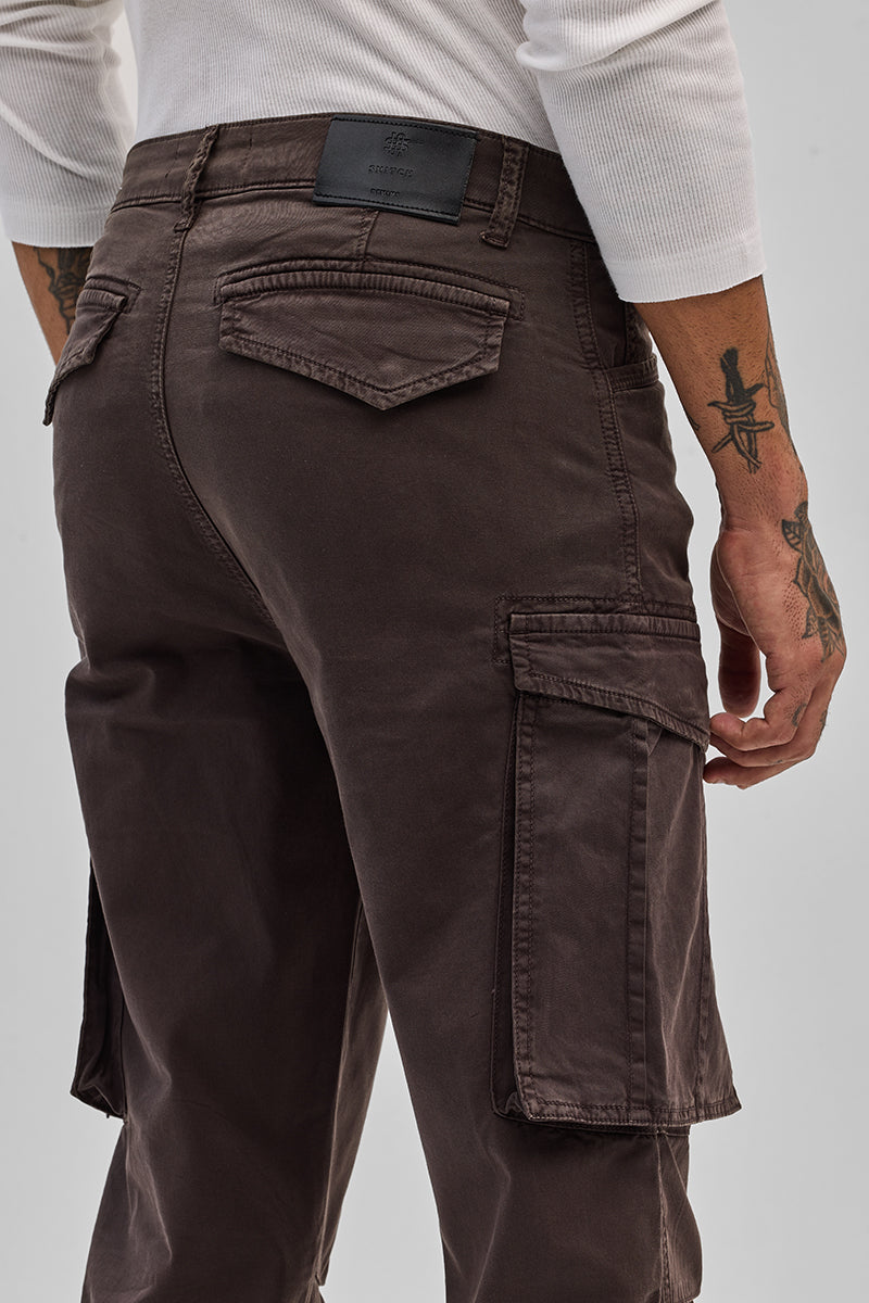 SNITCH Brown Relaxed Fit Cargo Pants - view 8