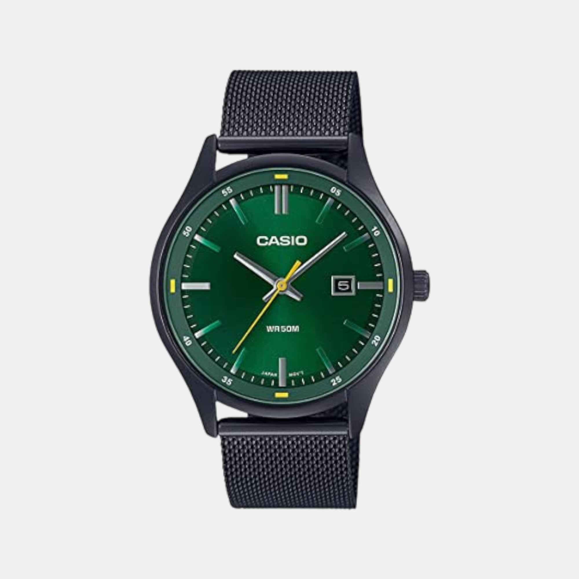 Casio Enticer Men Quartz Green Dial Analog Stainless Steel Watch A2105