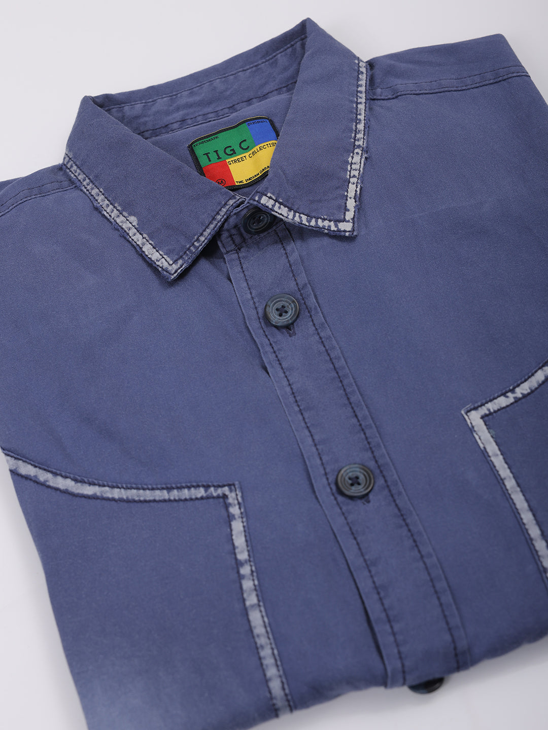 The Indian Garage Co Men's Navy Blue Regular Fit Vintage Shirt - view 7