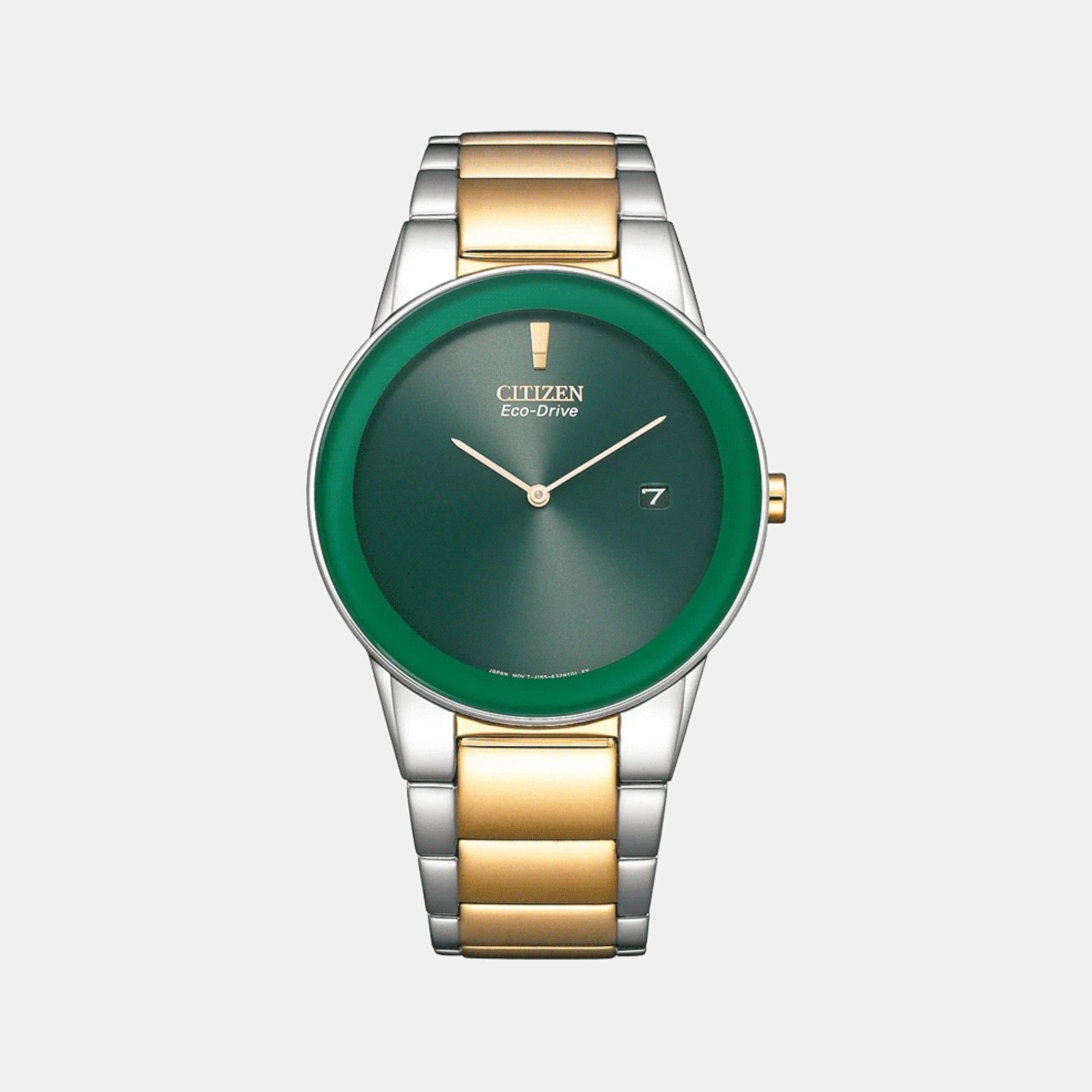 Citizen Axiom Men Quartz Green Dial Analog Stainless Steel Watch AU1064-85X