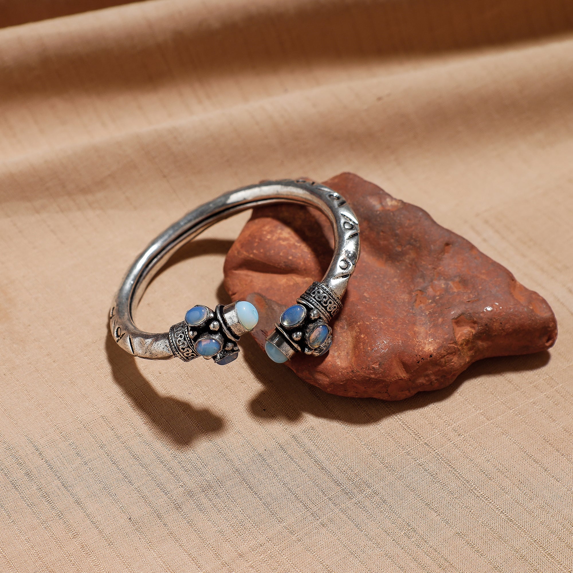 Silver kada bracelet – WHITE RIVER STORIES Antique Finish Oxidised German Silver Kada / Bracelet