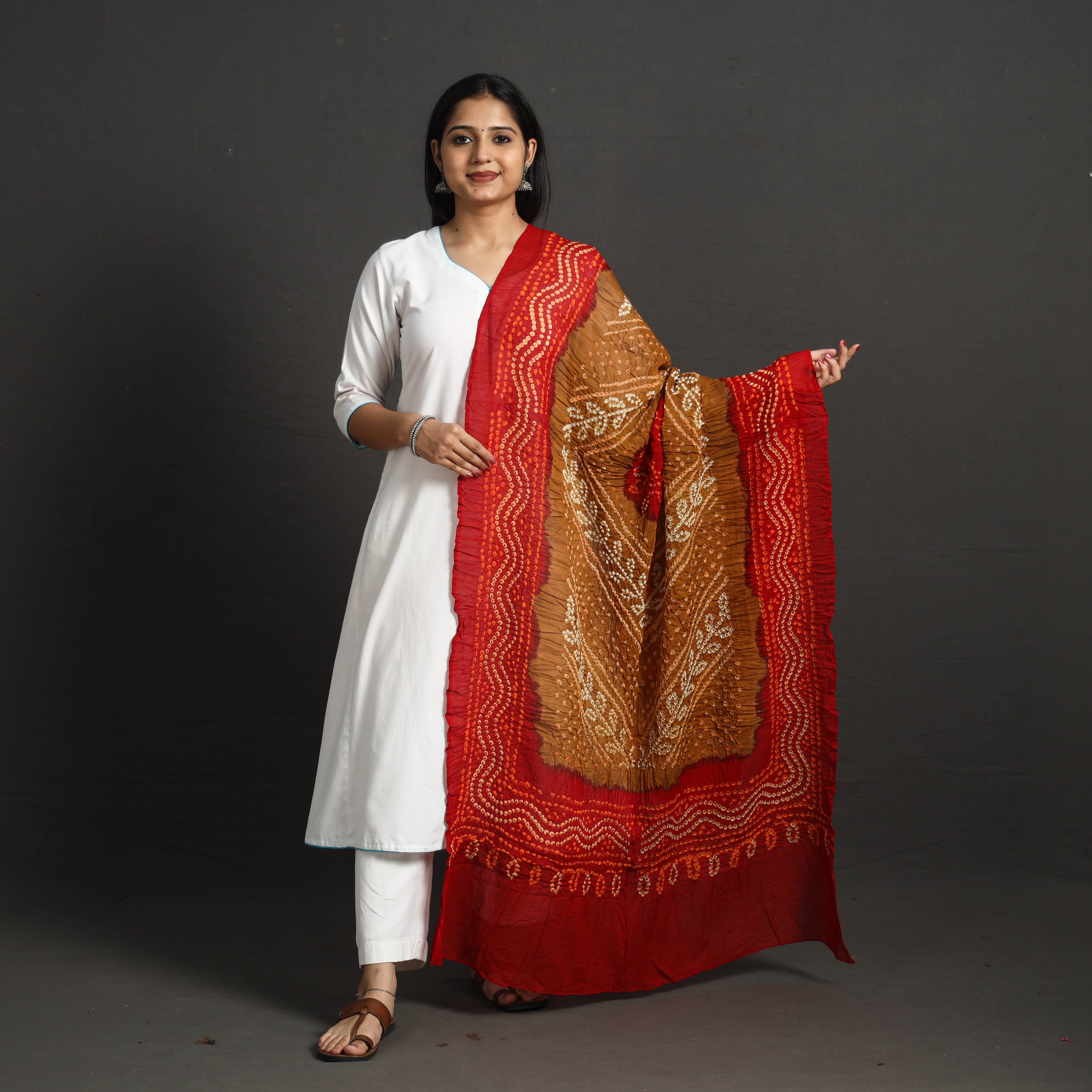 KACHCHH JI CHHAAP Kutch Tie-Dye Cotton Bandhani Dupatta 56