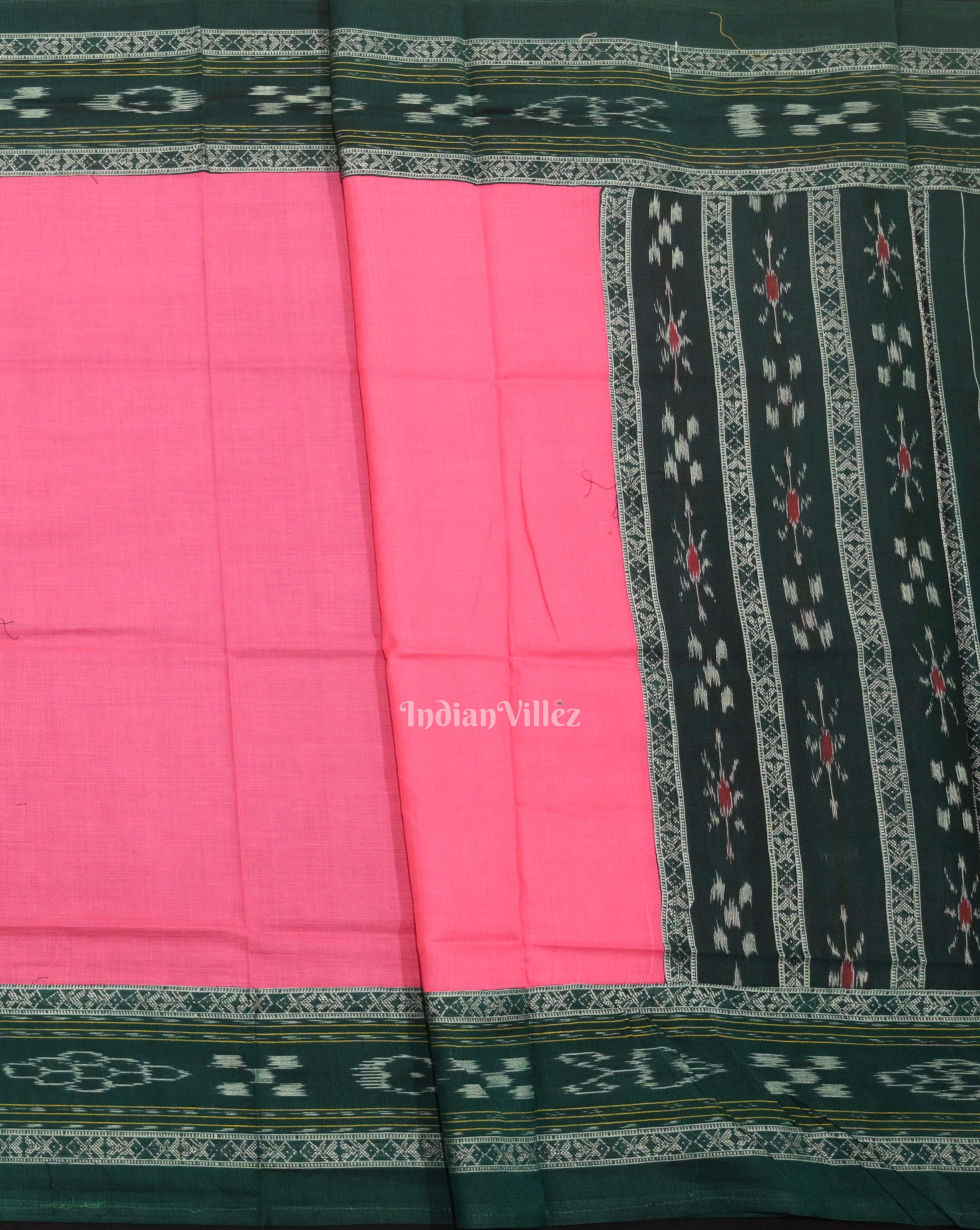 IndianVillèz Green Pink Flower Buti Odisha Ikat Sambalpuri Dress Set & Dupatta - view 4