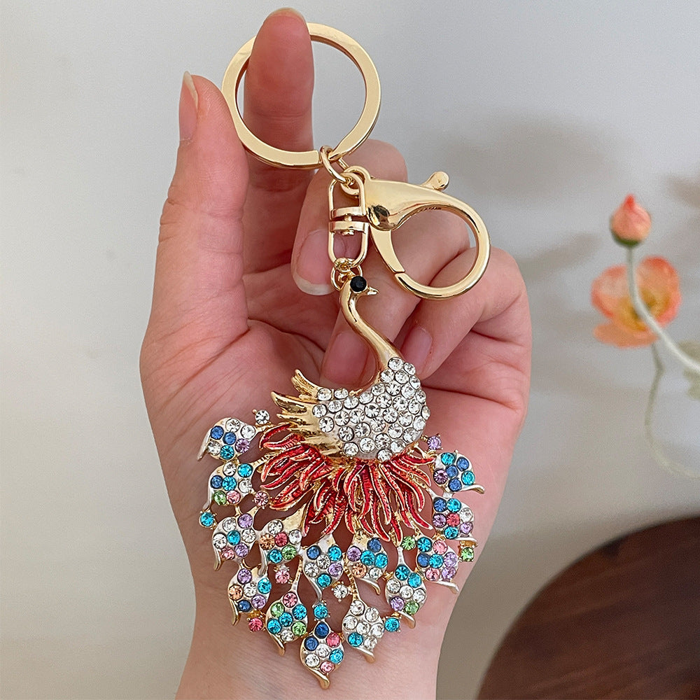 Peeperly Glistening Crystal Gems Peacock Keychain - view 4