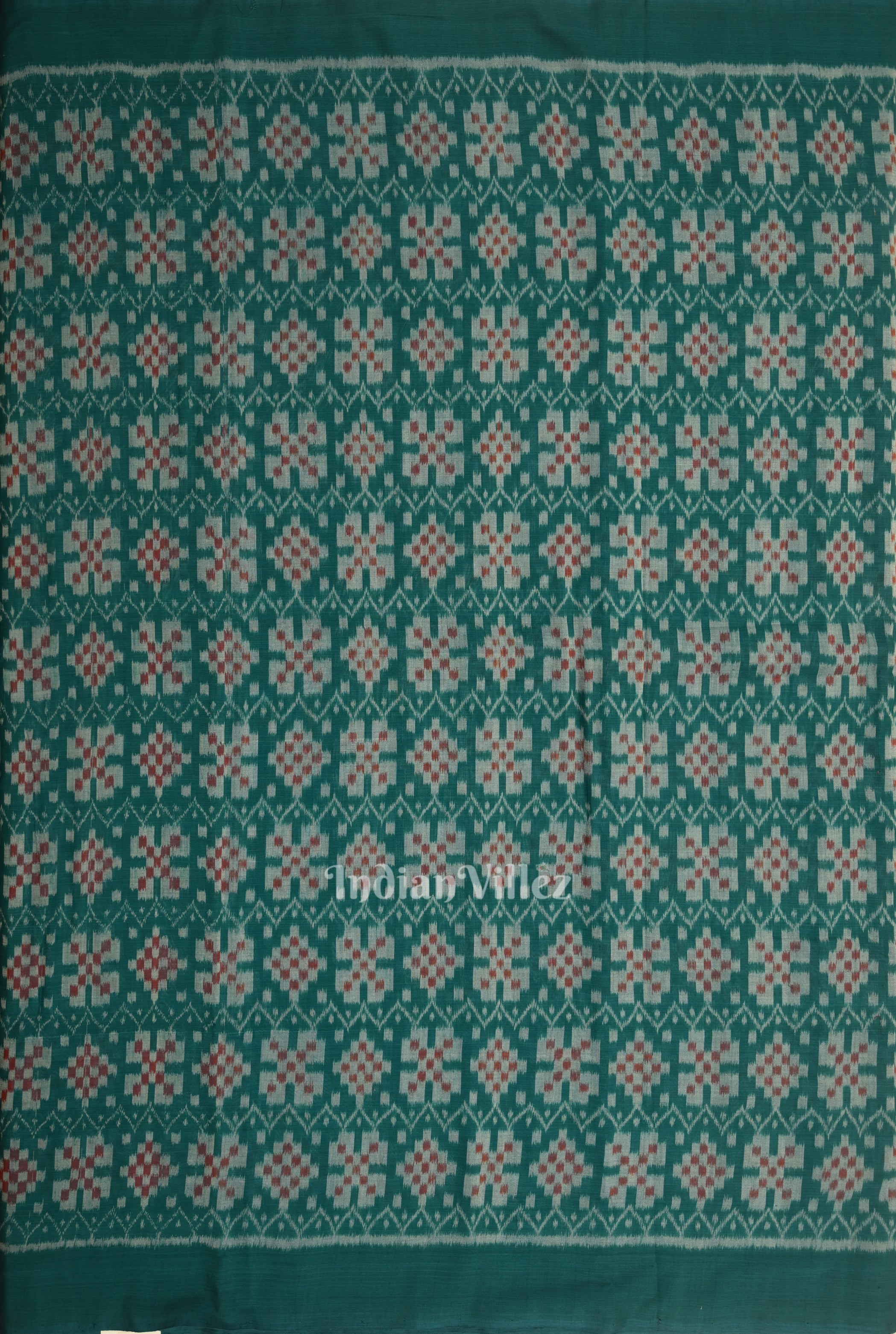 IndianVillèz Green Pasapali Sambalpuri Ikat Cotton Fabric - view 3