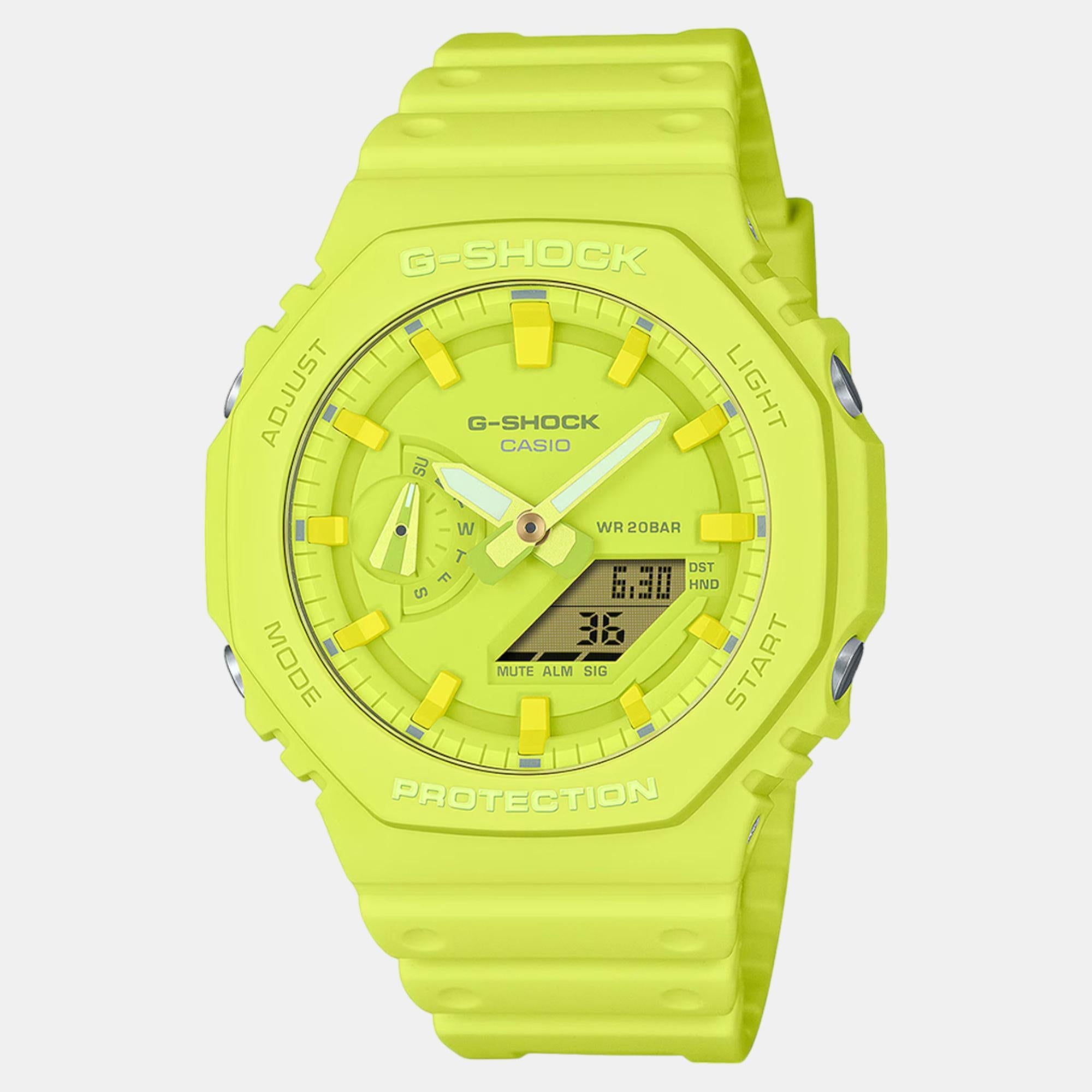 Casio G-Shock Men Quartz Yellow Dial Analog-Digital Resin Watch G1523