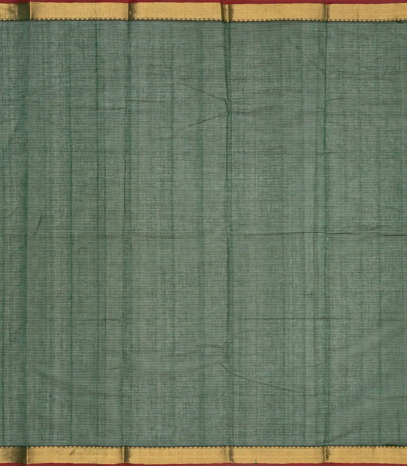 RmKV Bottle Green Handloom Kanchi Cotton Saree With Checks & Zari Buttas - view 4